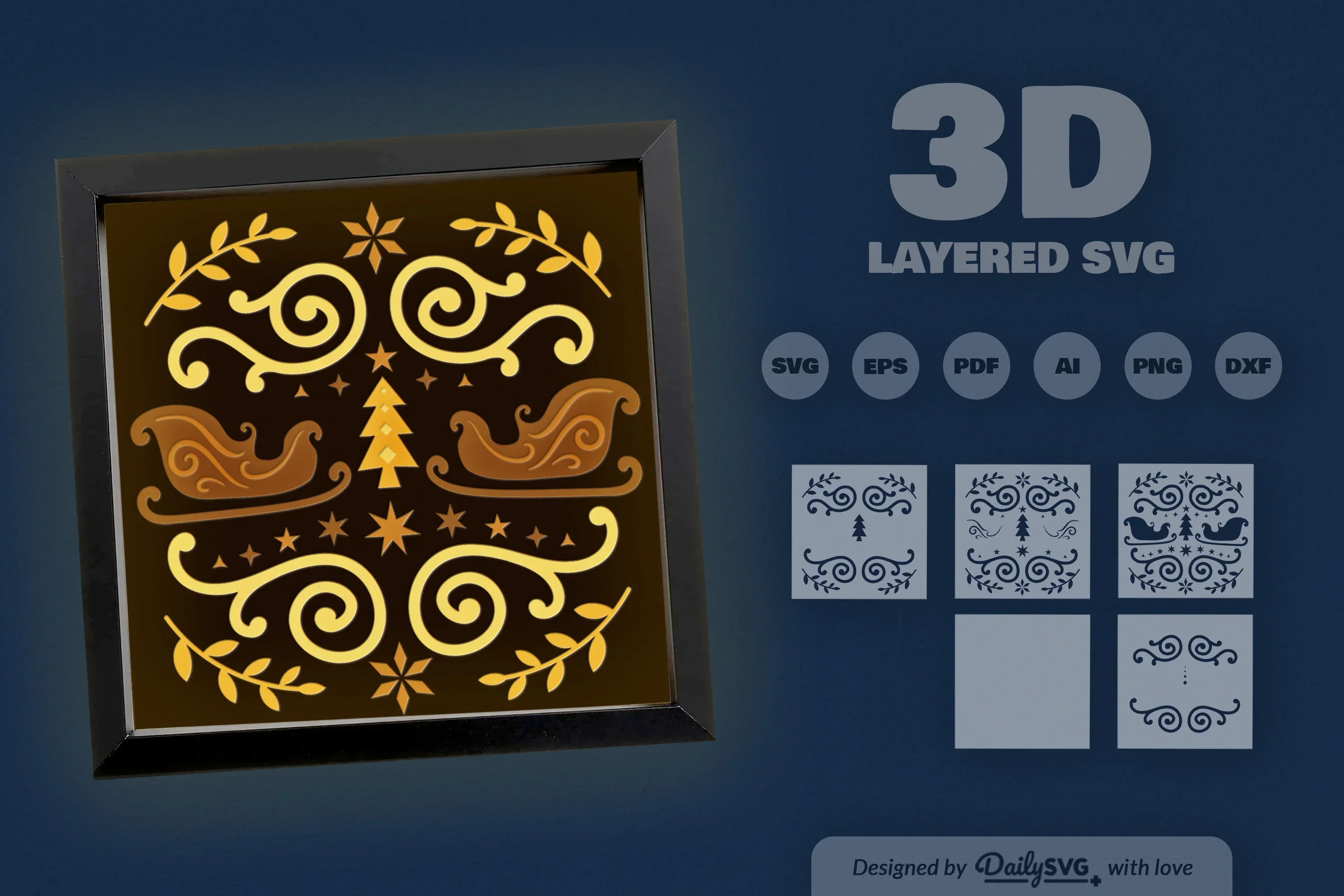 Christmas Folk Art Papercut SVG Bundle - Image 3