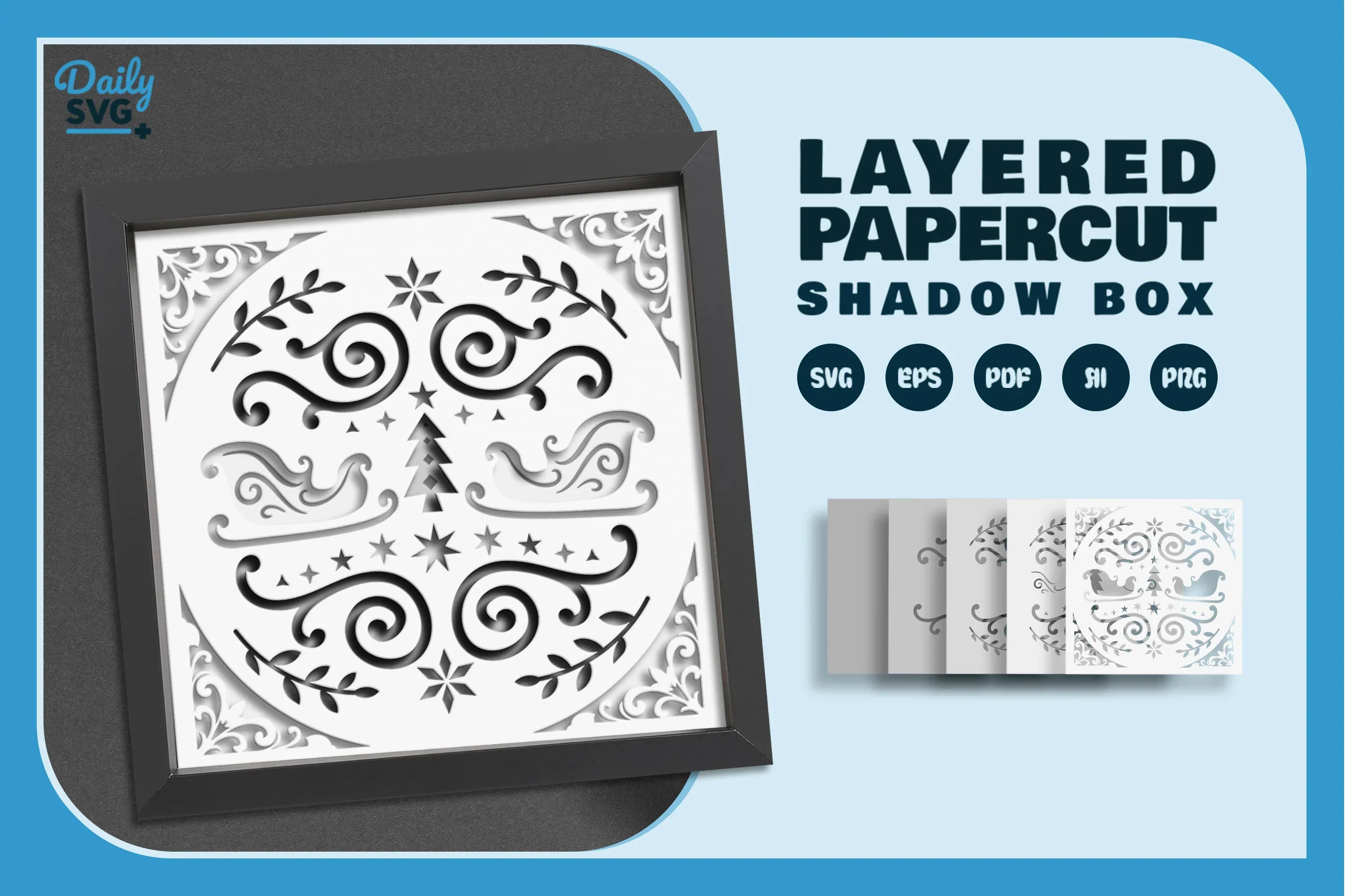 Christmas Folk Art White Papercut SVG Bundle - Image 2