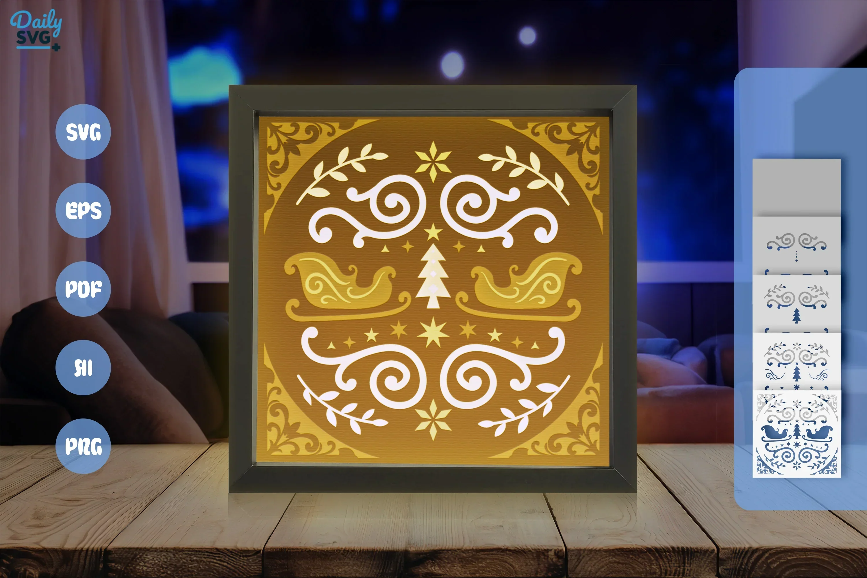 Christmas Folk Art White Papercut SVG Bundle - Image 3