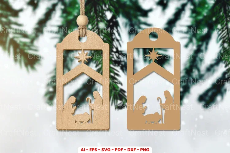 Christmas Gift Tag Laser Cut SVG Bundle Clipart