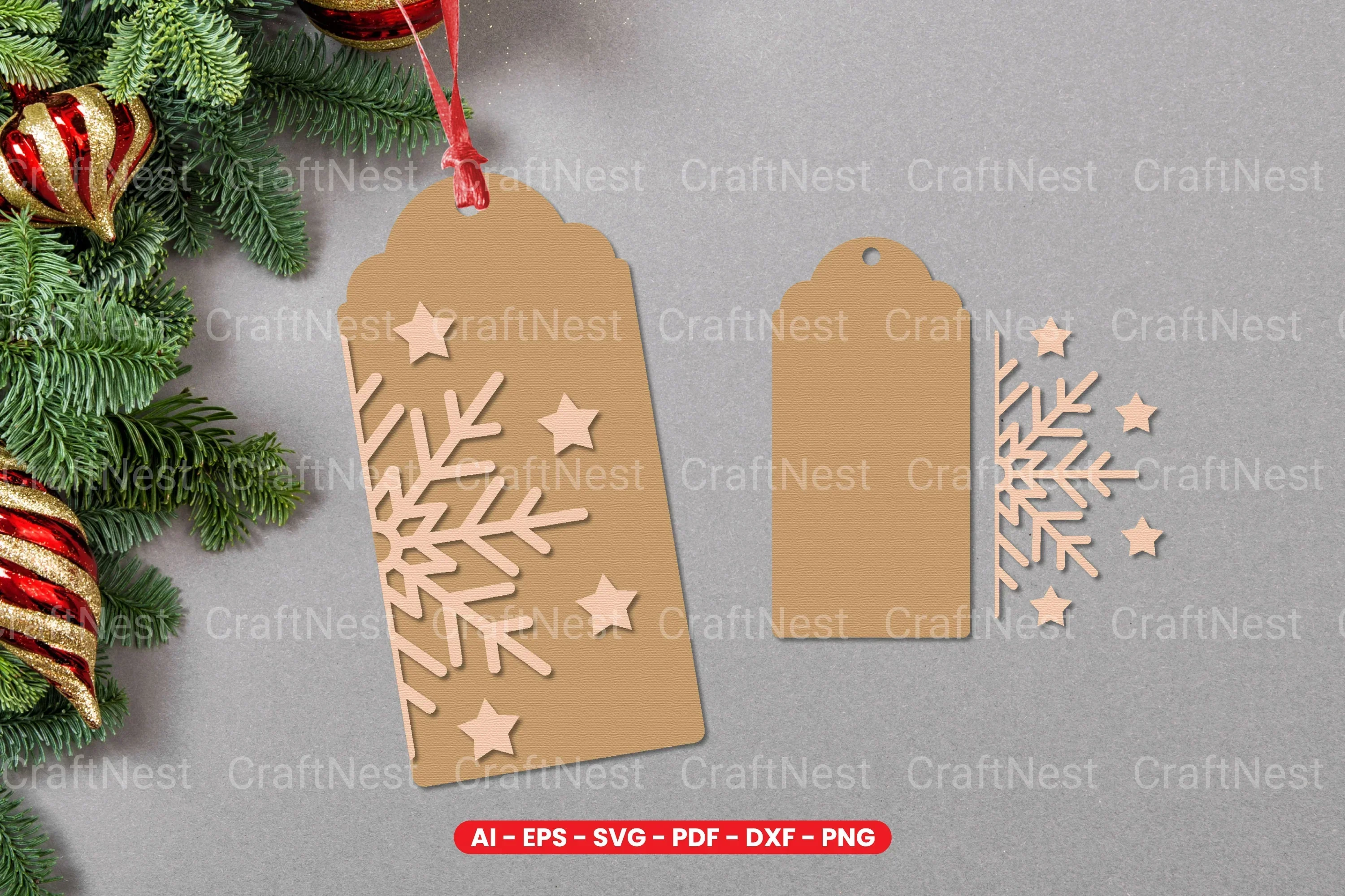Christmas Gift Tag Laser Cut SVG Bundle - Clipart Bundle