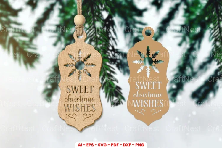 Christmas Gift Tag Laser Cut SVG Bundle - Clipart Bundle