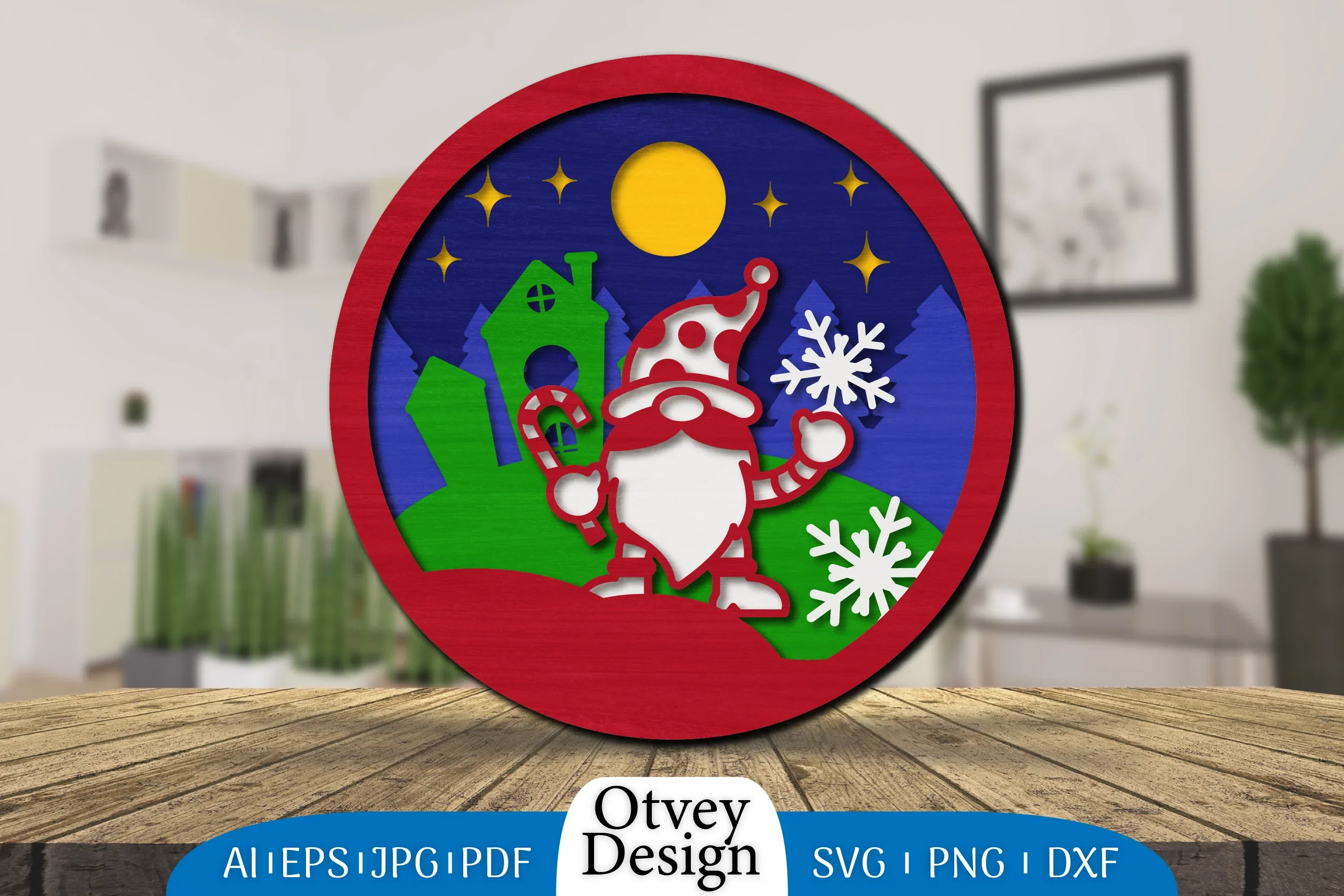 Christmas Gnome 3D Layered Lasercut SVG Bundle
