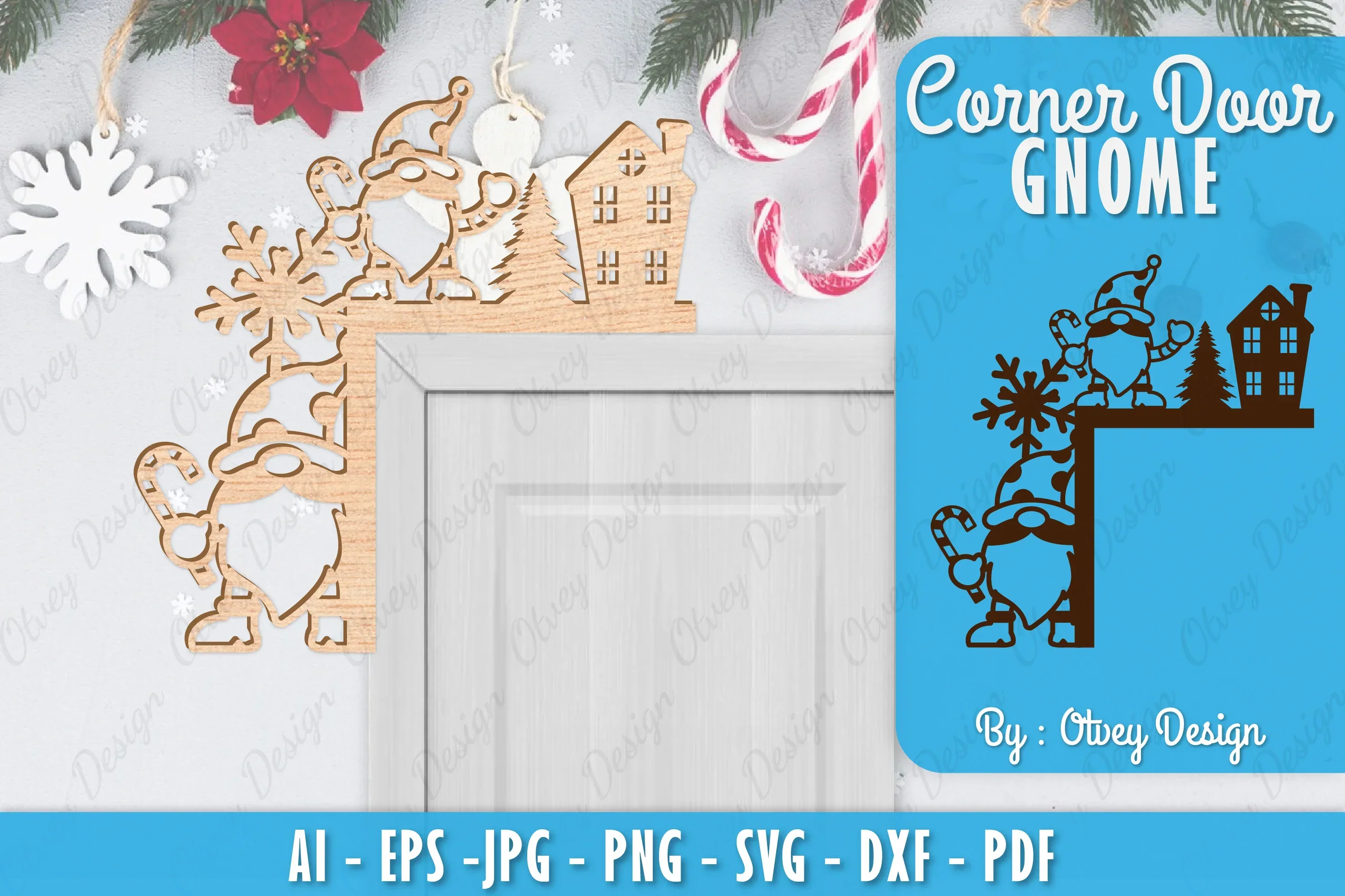 Christmas Gnome Door Corner Lasercut SVG Bundle
