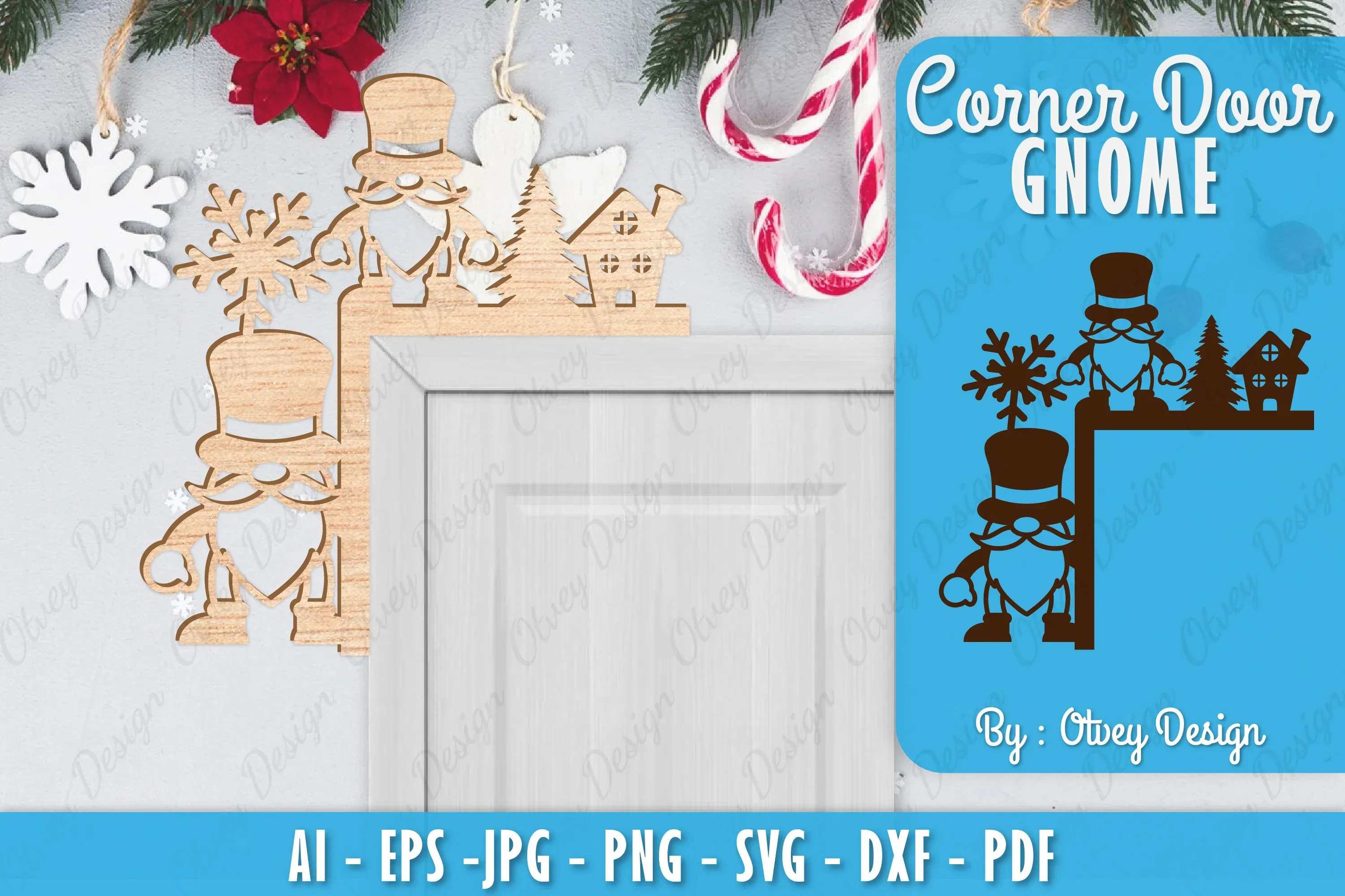 Christmas Gnome Door Corner Lasercut SVG Bundle