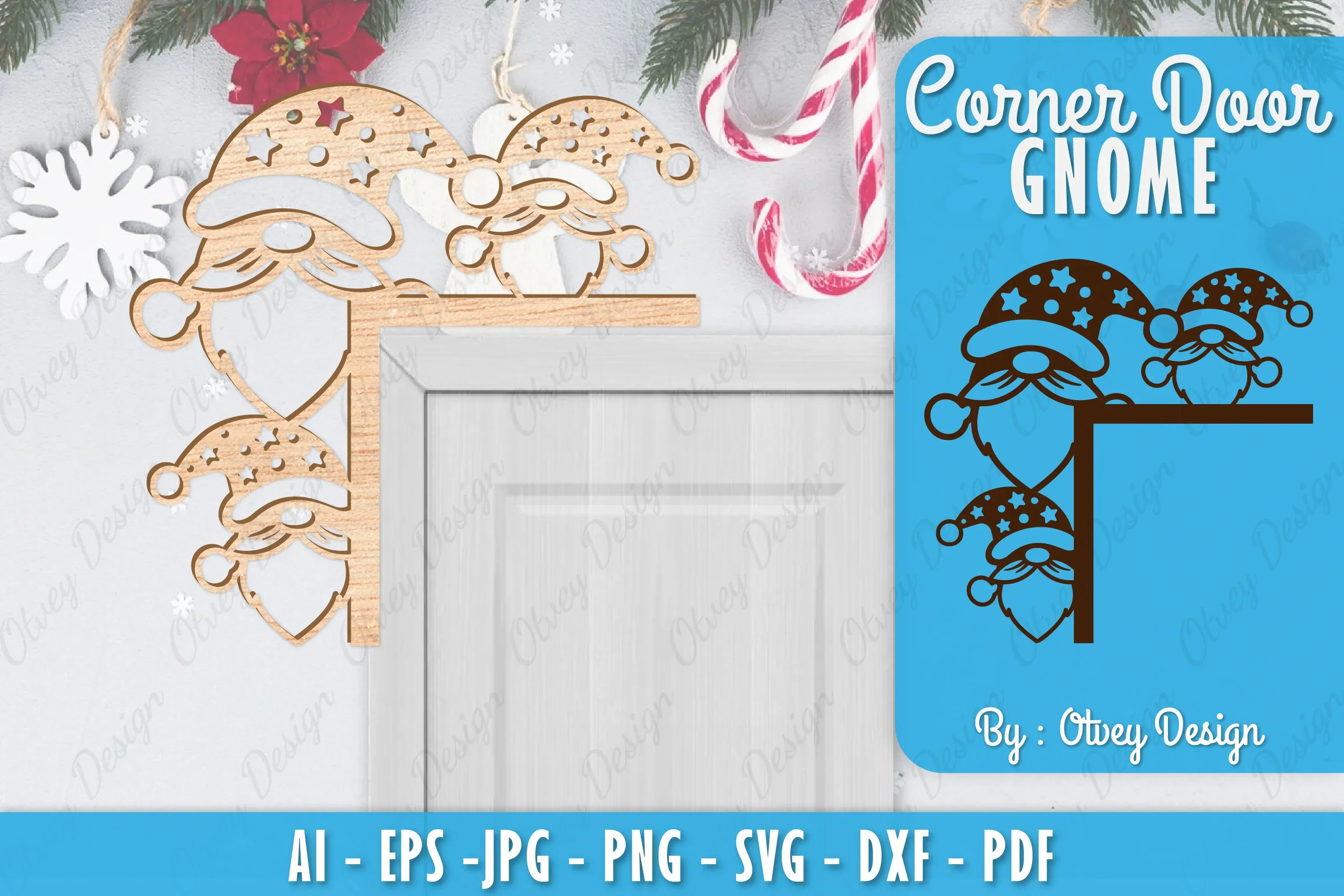 Christmas Gnome Door Corner Lasercut SVG Bundle
