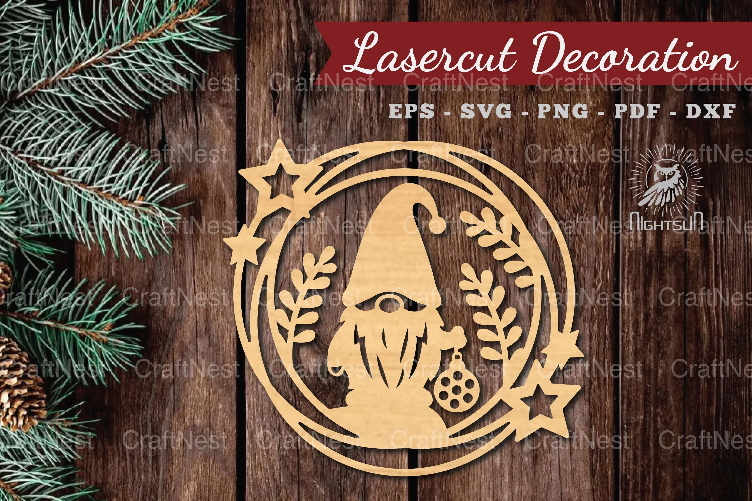 Christmas Gnome Laser Cut Round Clipart Bundle