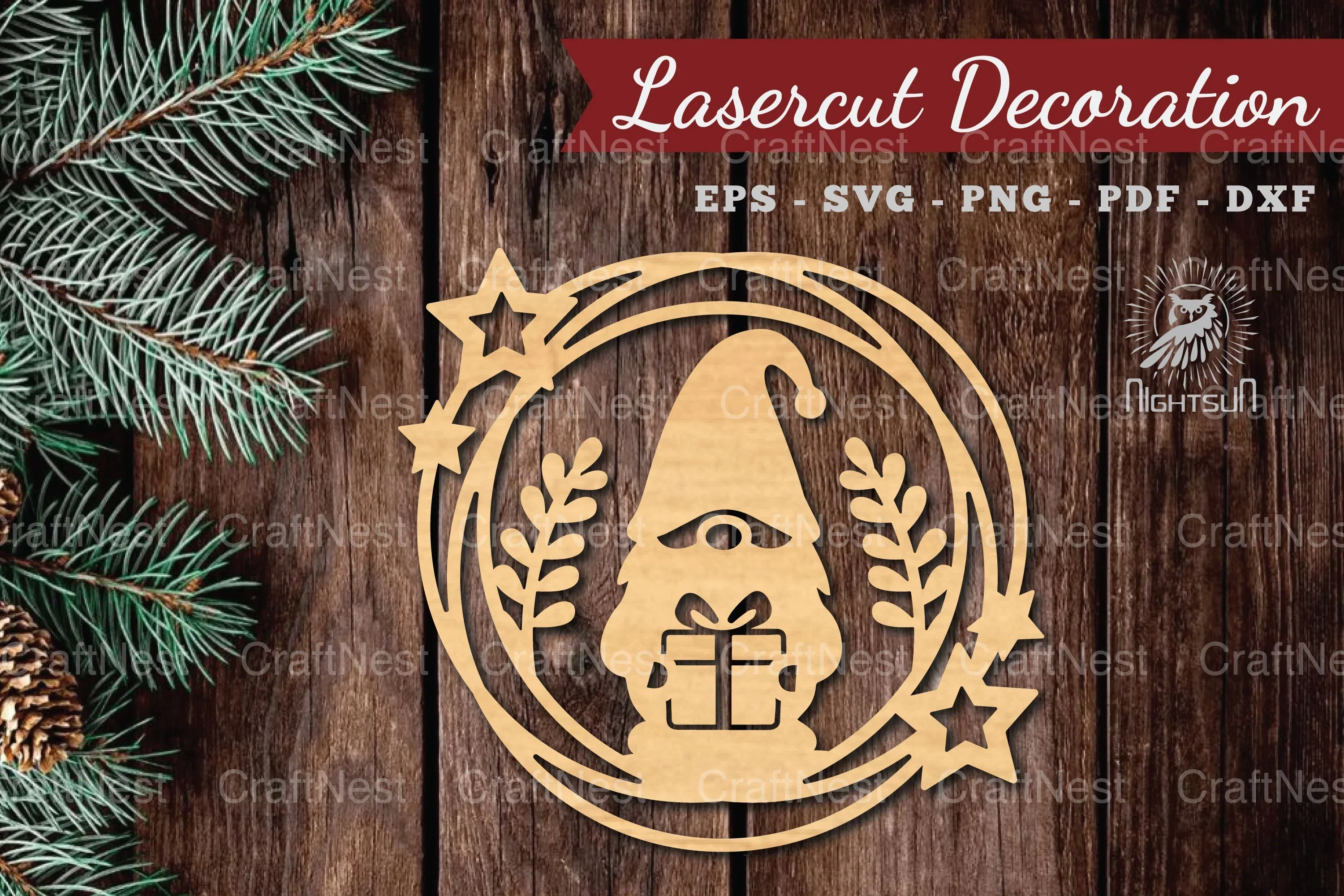 Christmas Gnome Laser Cut Round Clipart Bundle