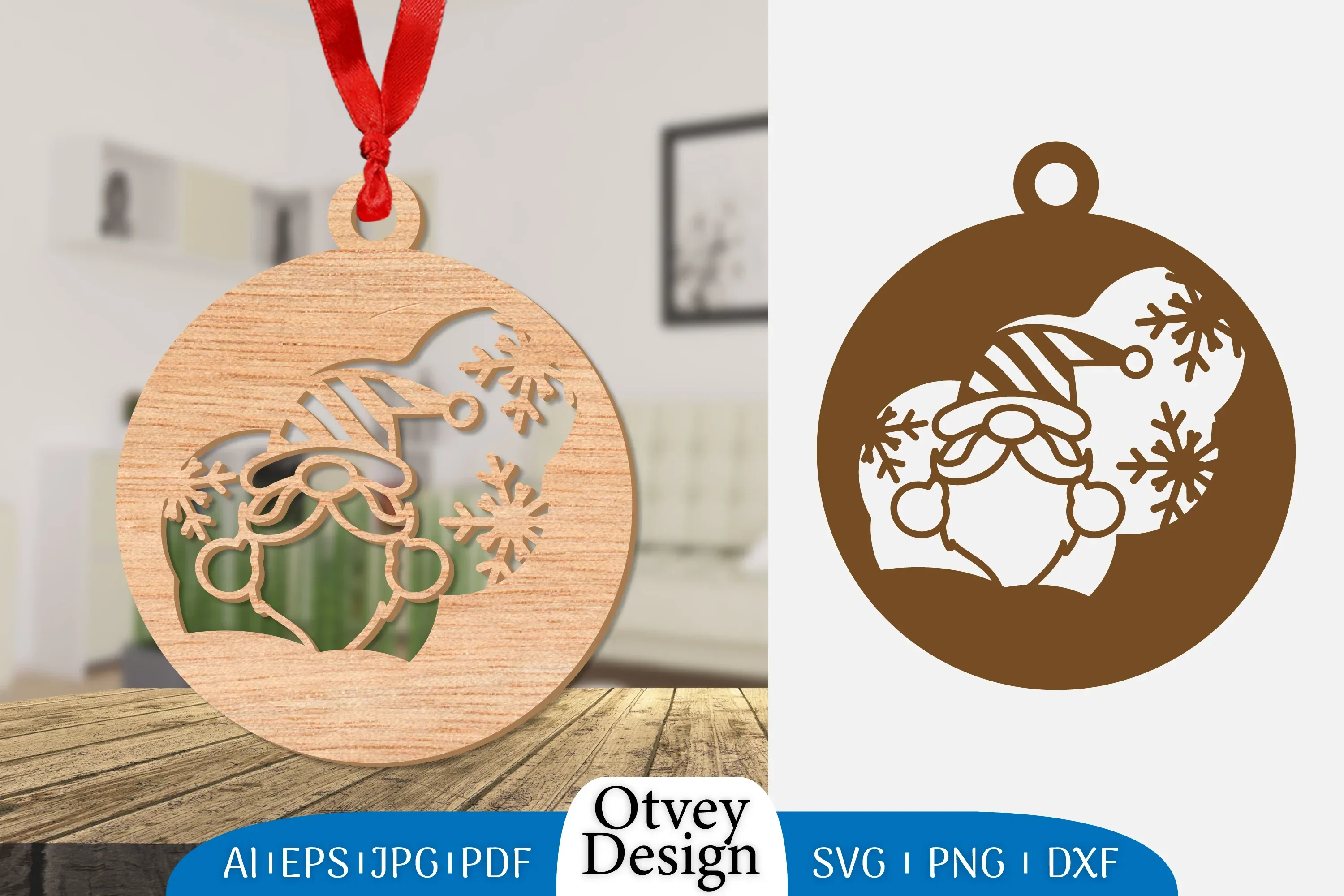 Christmas Gnome Ornament Lasercut SVG Bundle