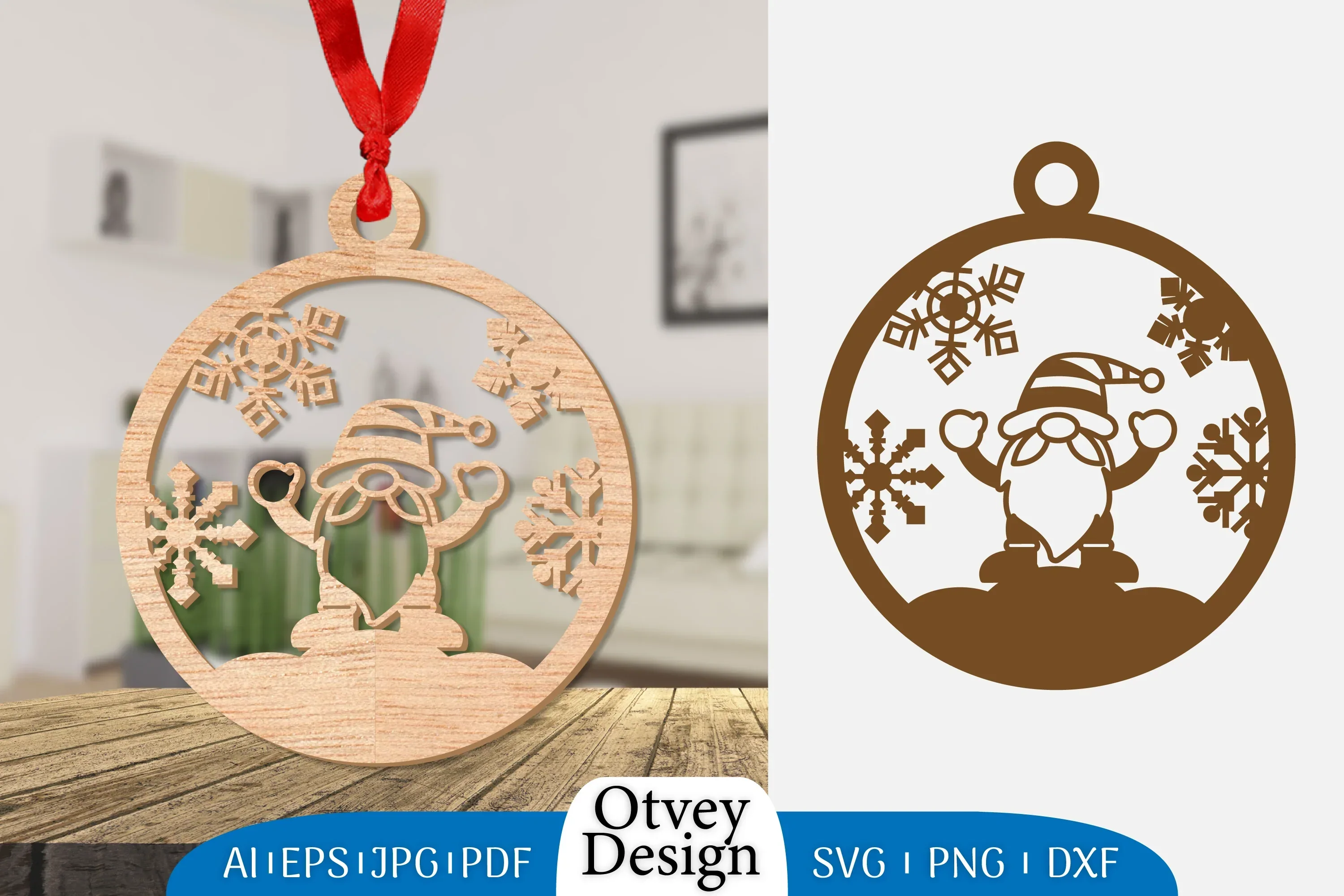 Christmas Gnome Ornament Lasercut SVG Bundle