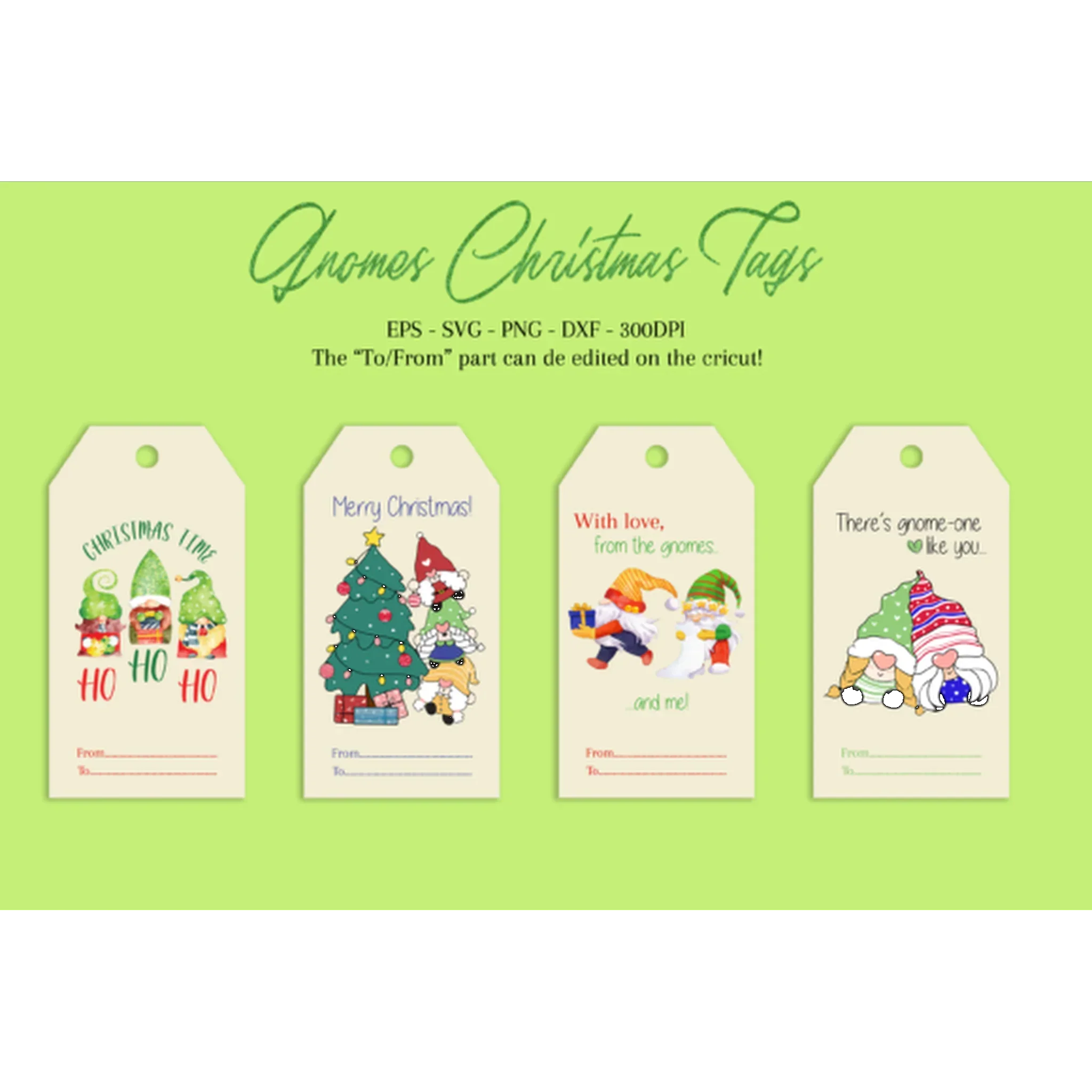 Christmas Gnomes Gift Tags SVG