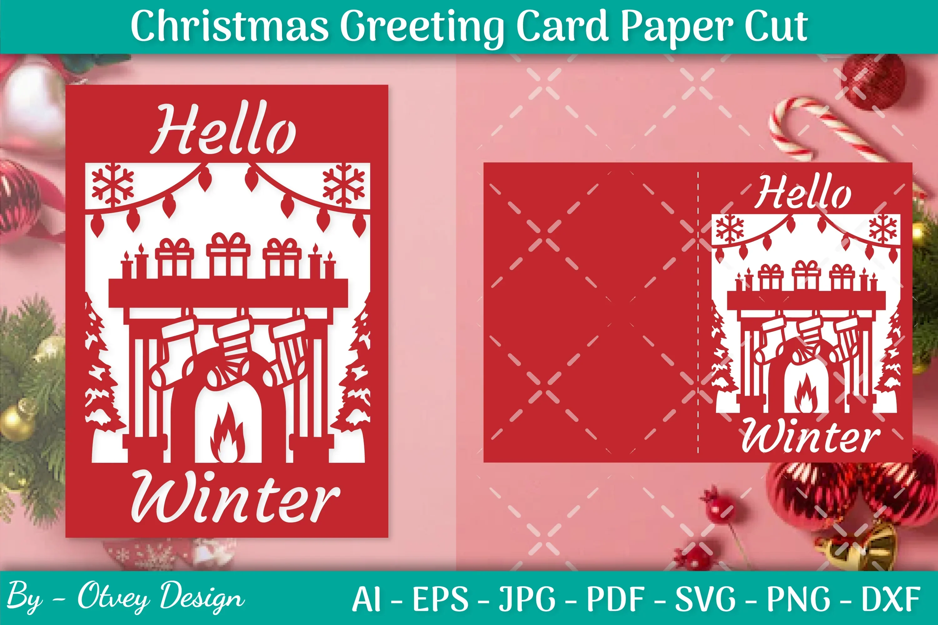 Christmas Greeting Card Paper Cut SVG Bundle