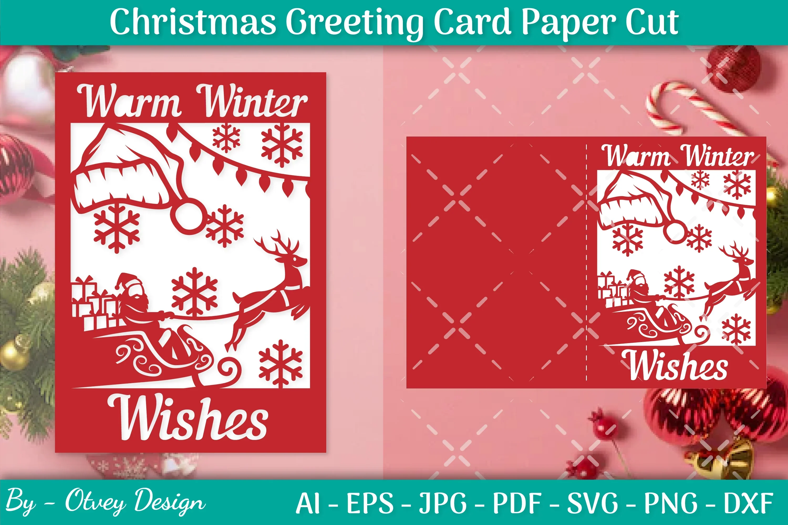 Christmas Greeting Card Paper Cut SVG Bundle