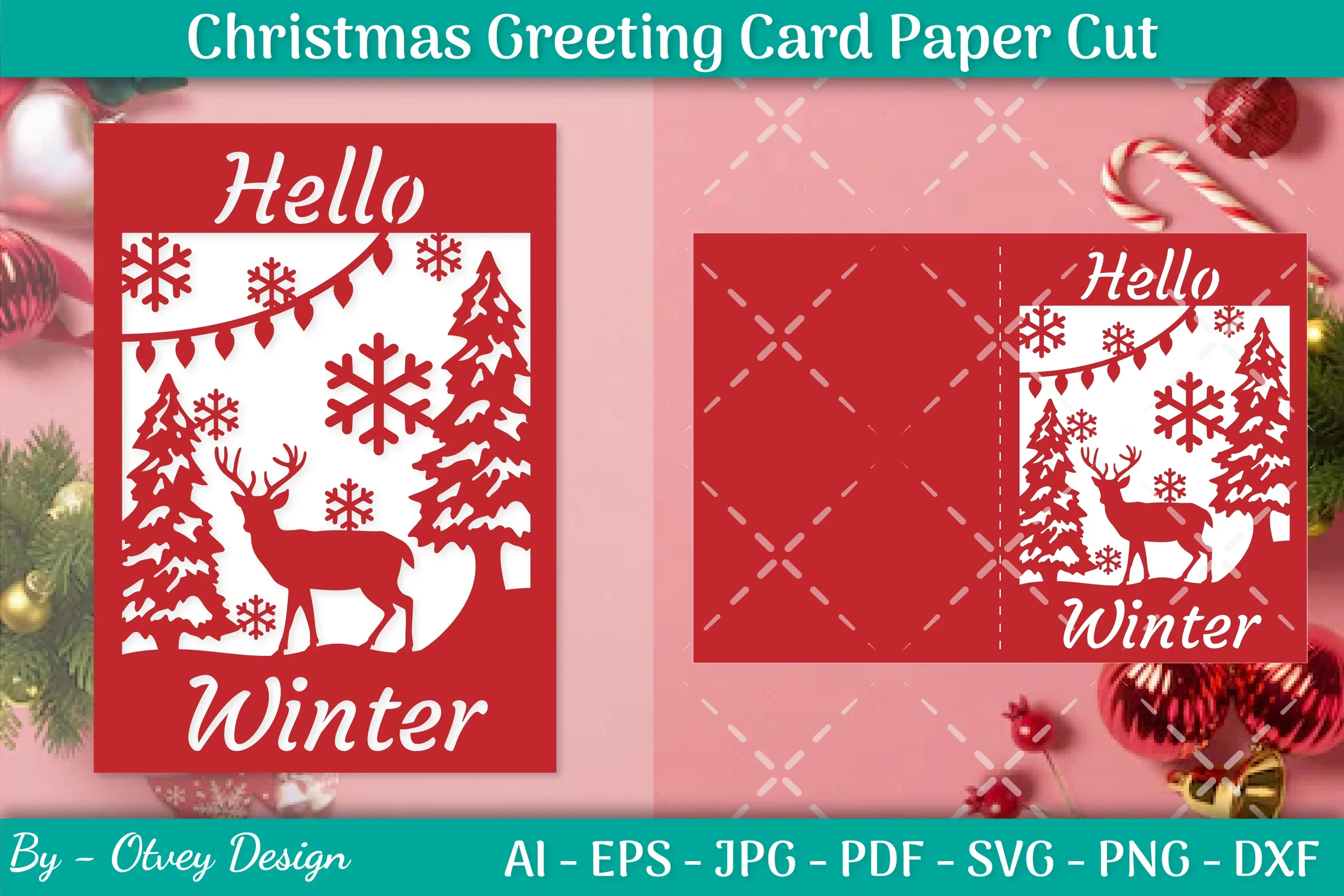 Christmas Greeting Card Paper Cut SVG Bundle