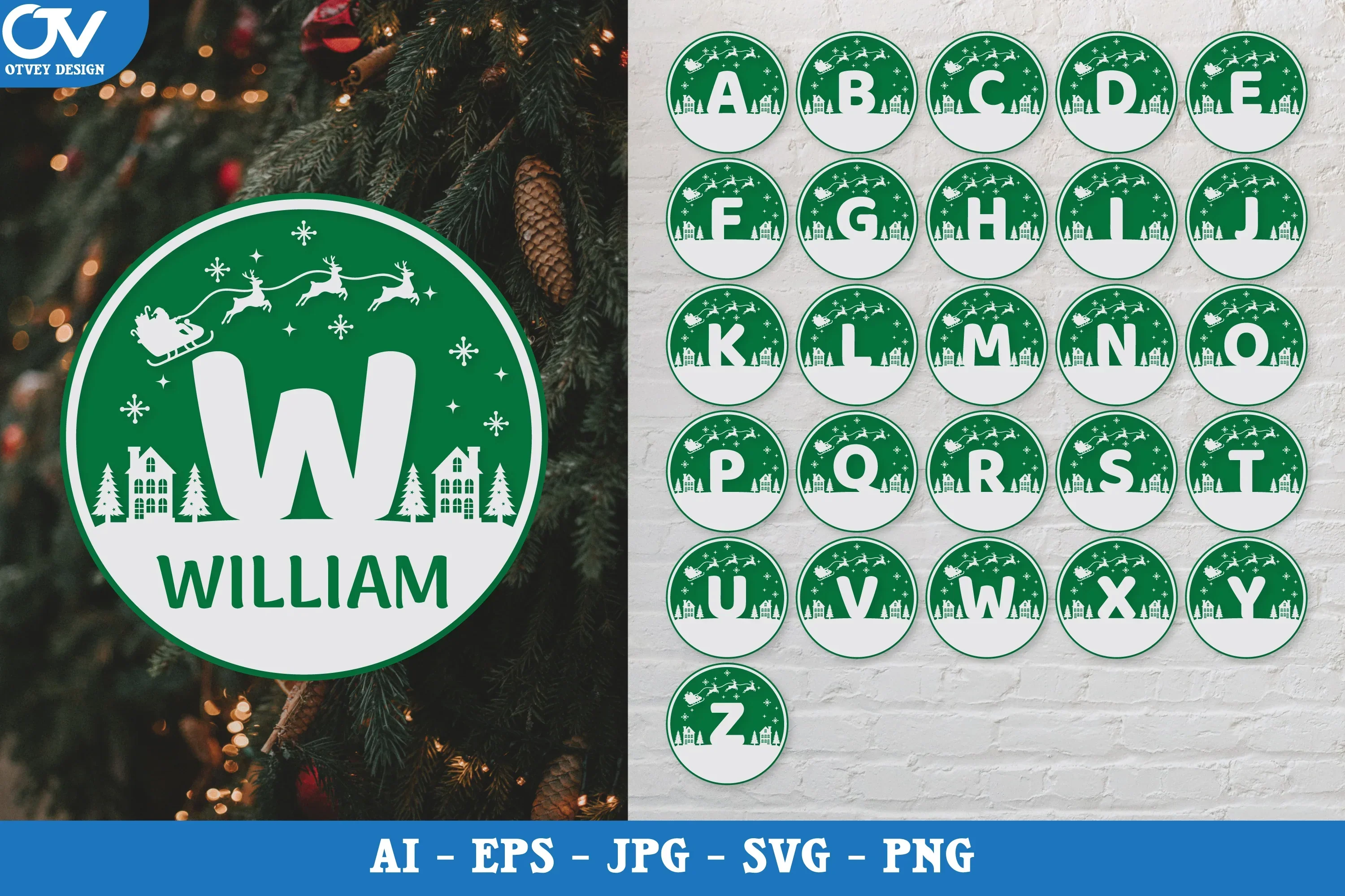 Christmas Half Round Alphabet Decal SVG Bundle