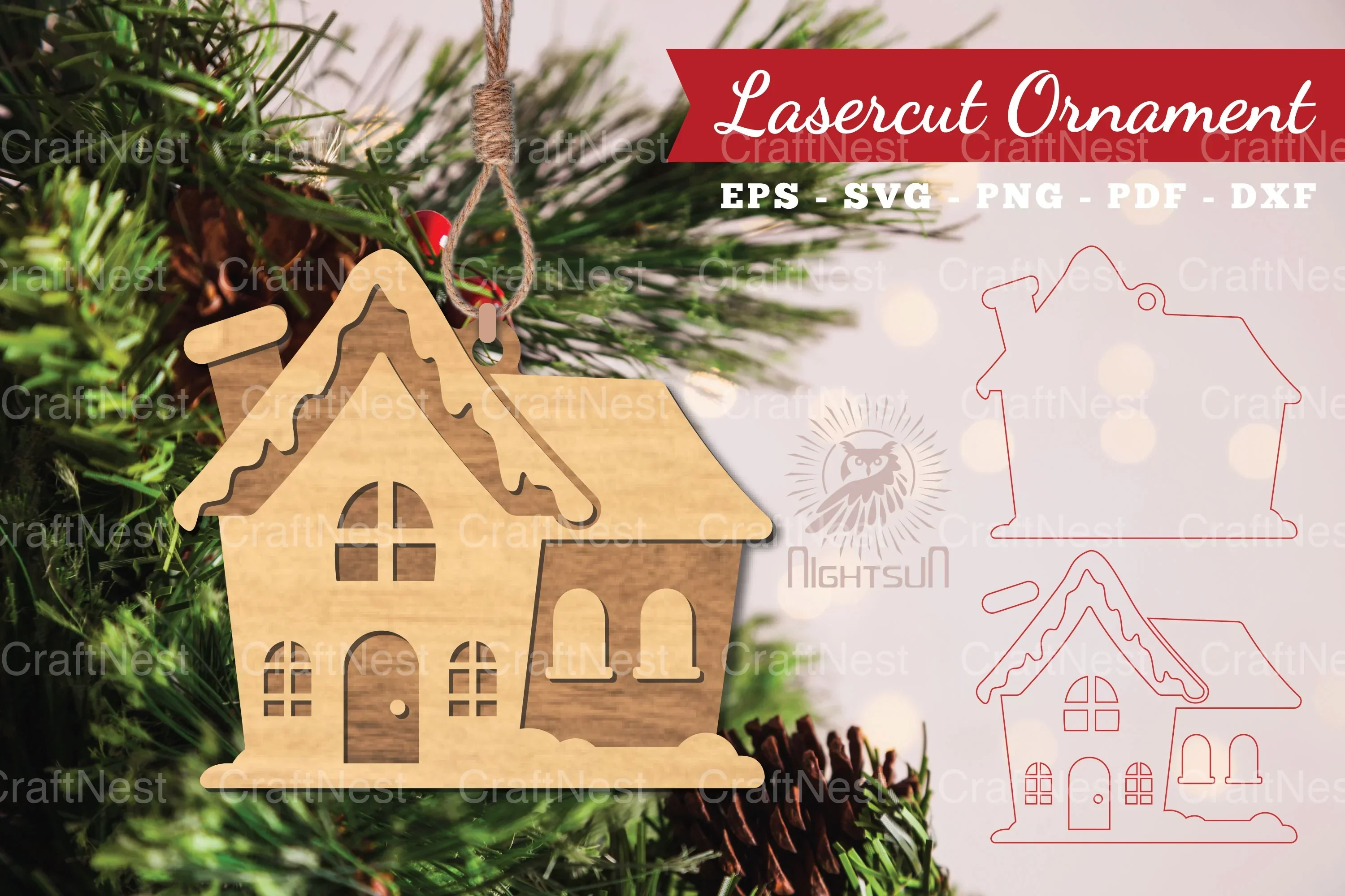 Christmas Home Laser Cut Ornament Clipart Bundle