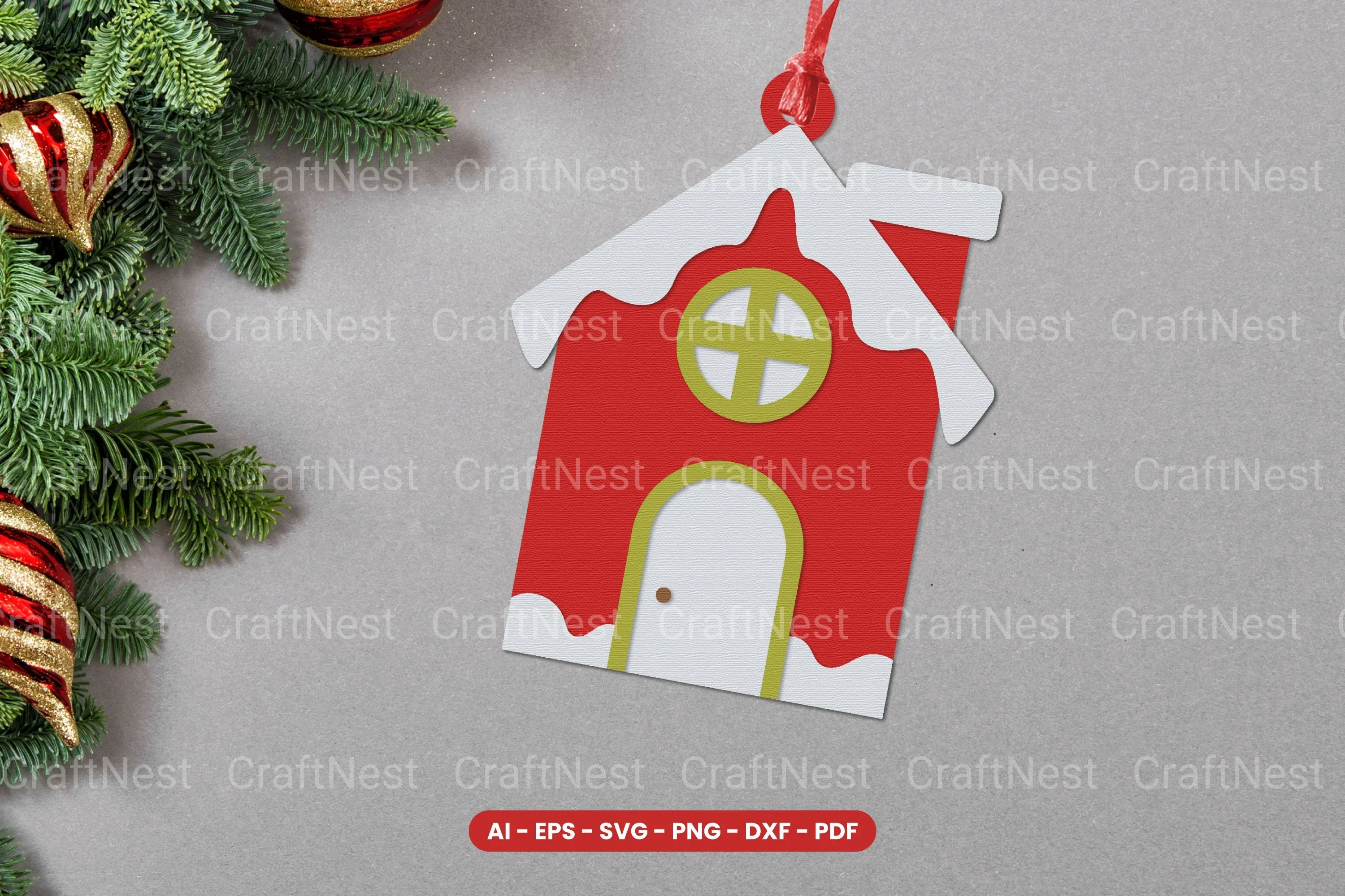 Christmas House Ornament Laser Cut SVG Bundle