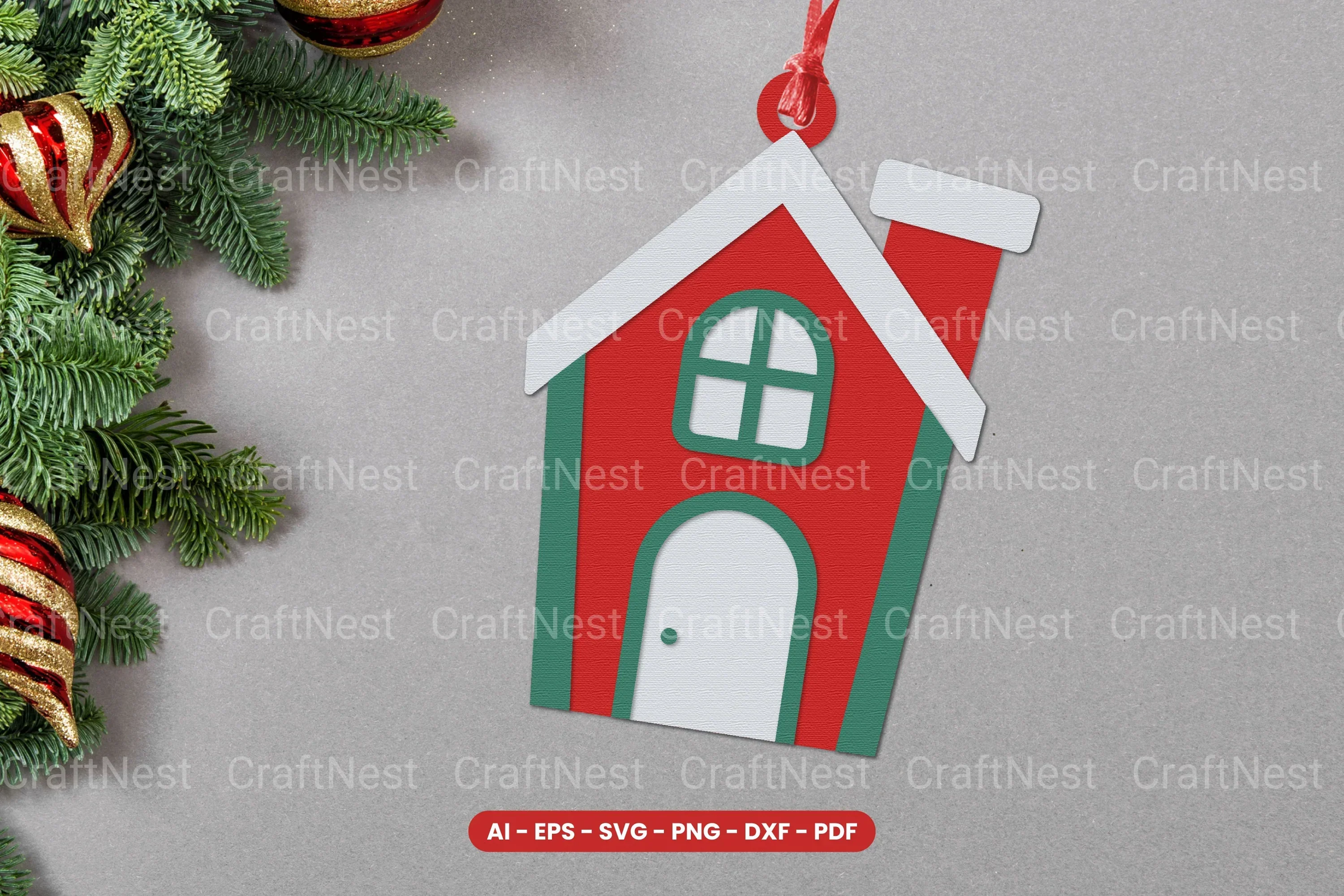 Christmas House Ornament Lasercut SVG Bundle