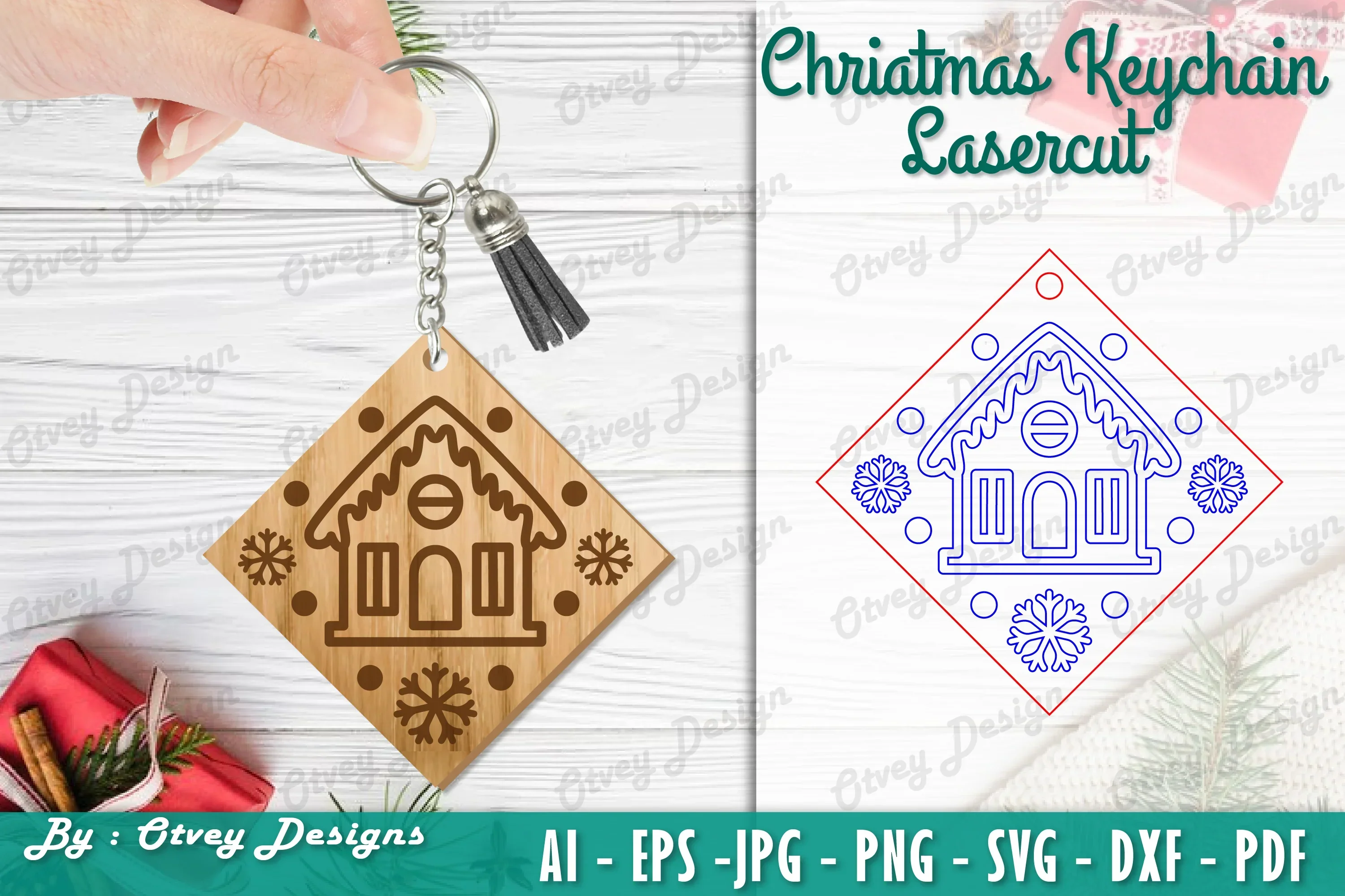 Christmas Keychain Lasercut SVG Bundle