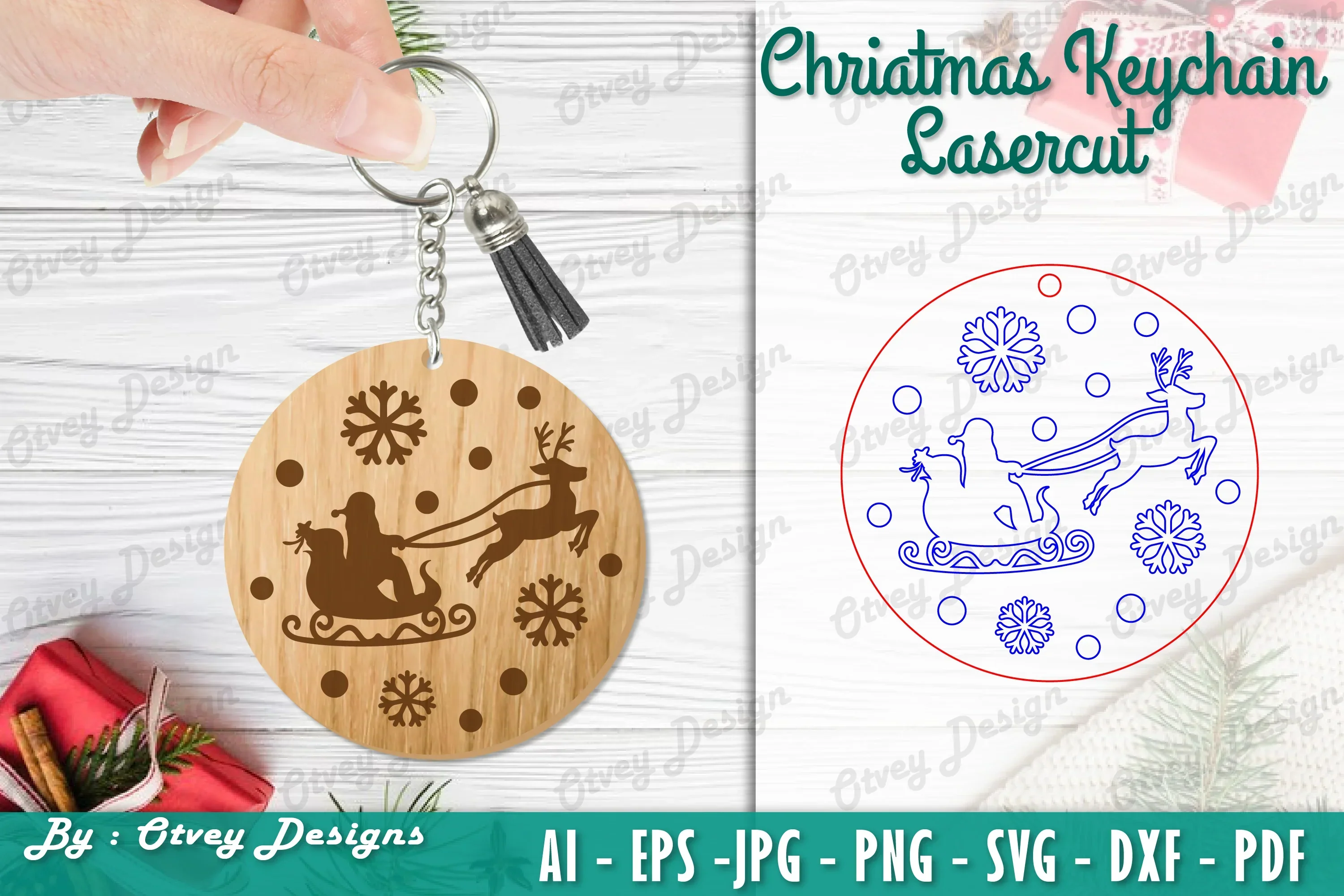Christmas Keychain Lasercut SVG Bundle