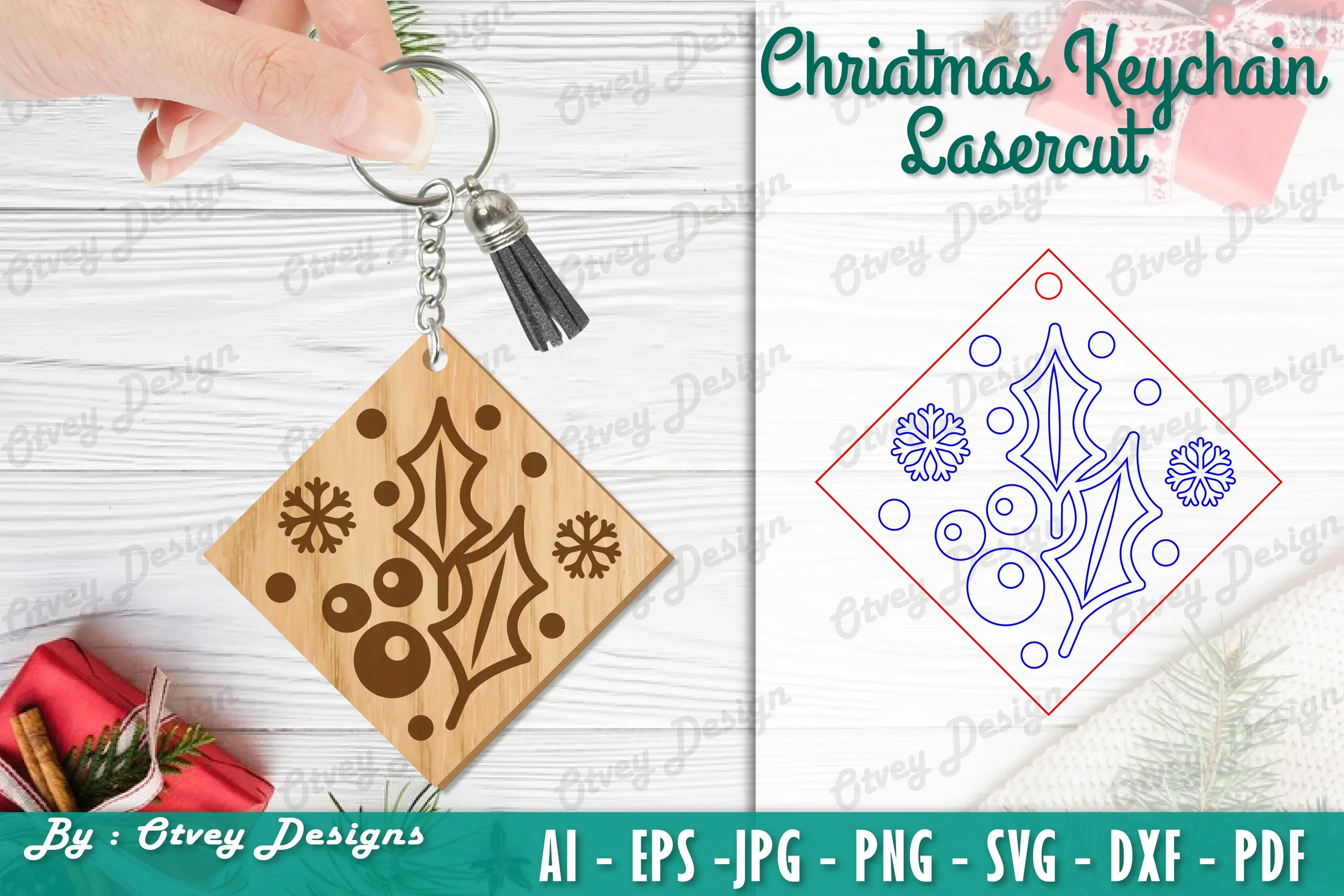 Christmas Keychain Lasercut SVG Bundle