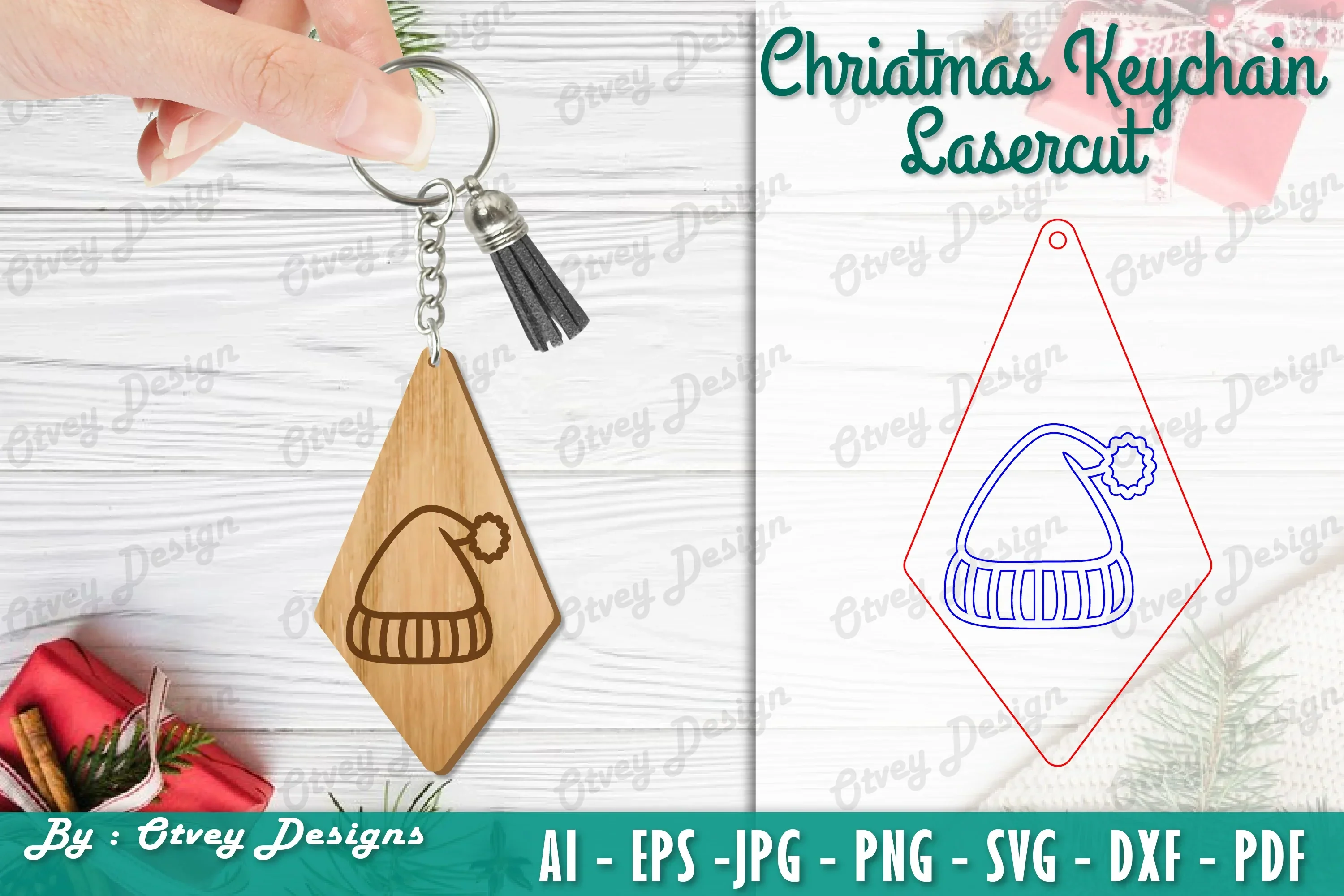 Christmas Keychain Lasercut SVG Bundle