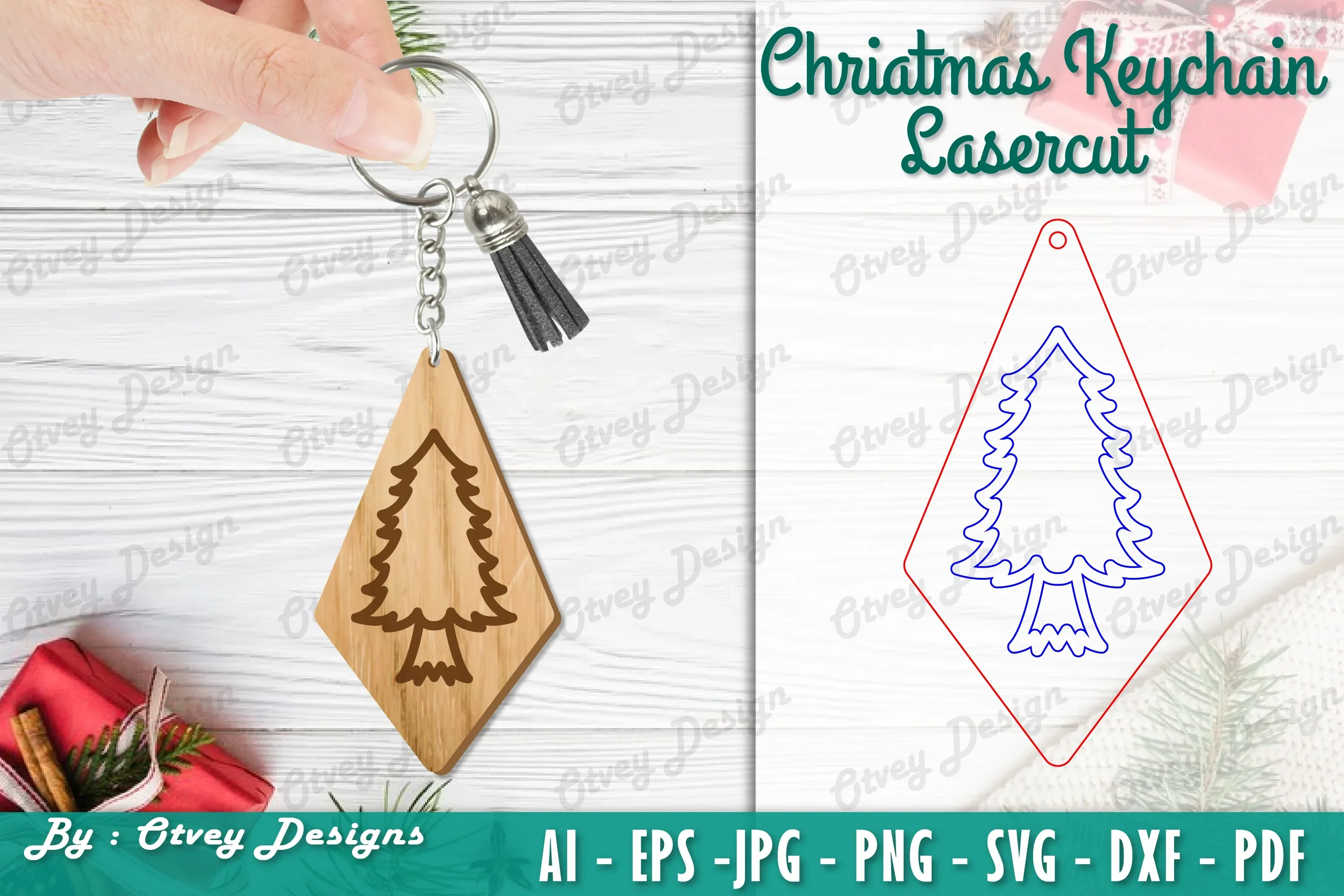 Christmas Keychain Lasercut SVG Bundle