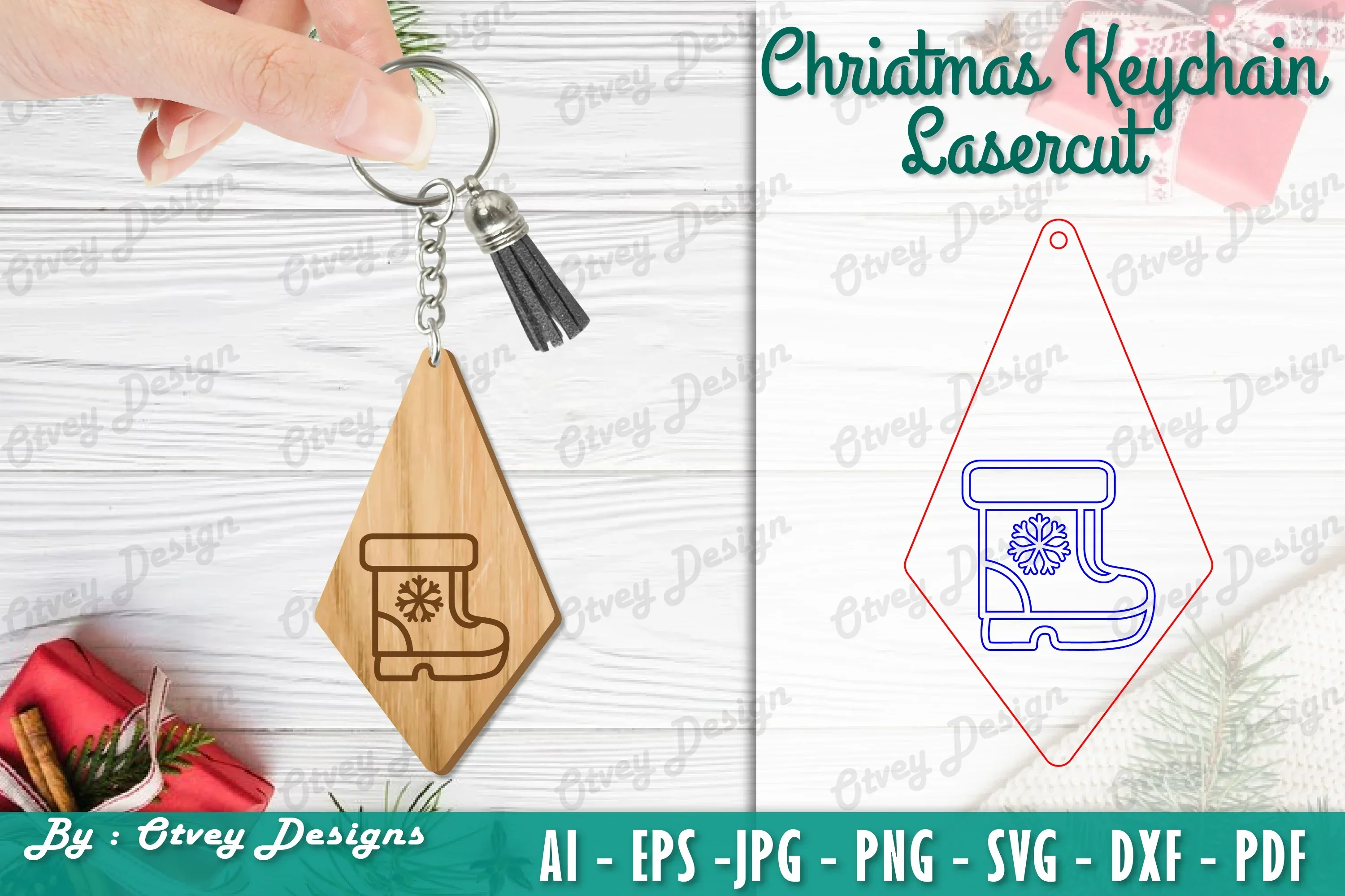 Christmas Keychain Lasercut SVG Bundle