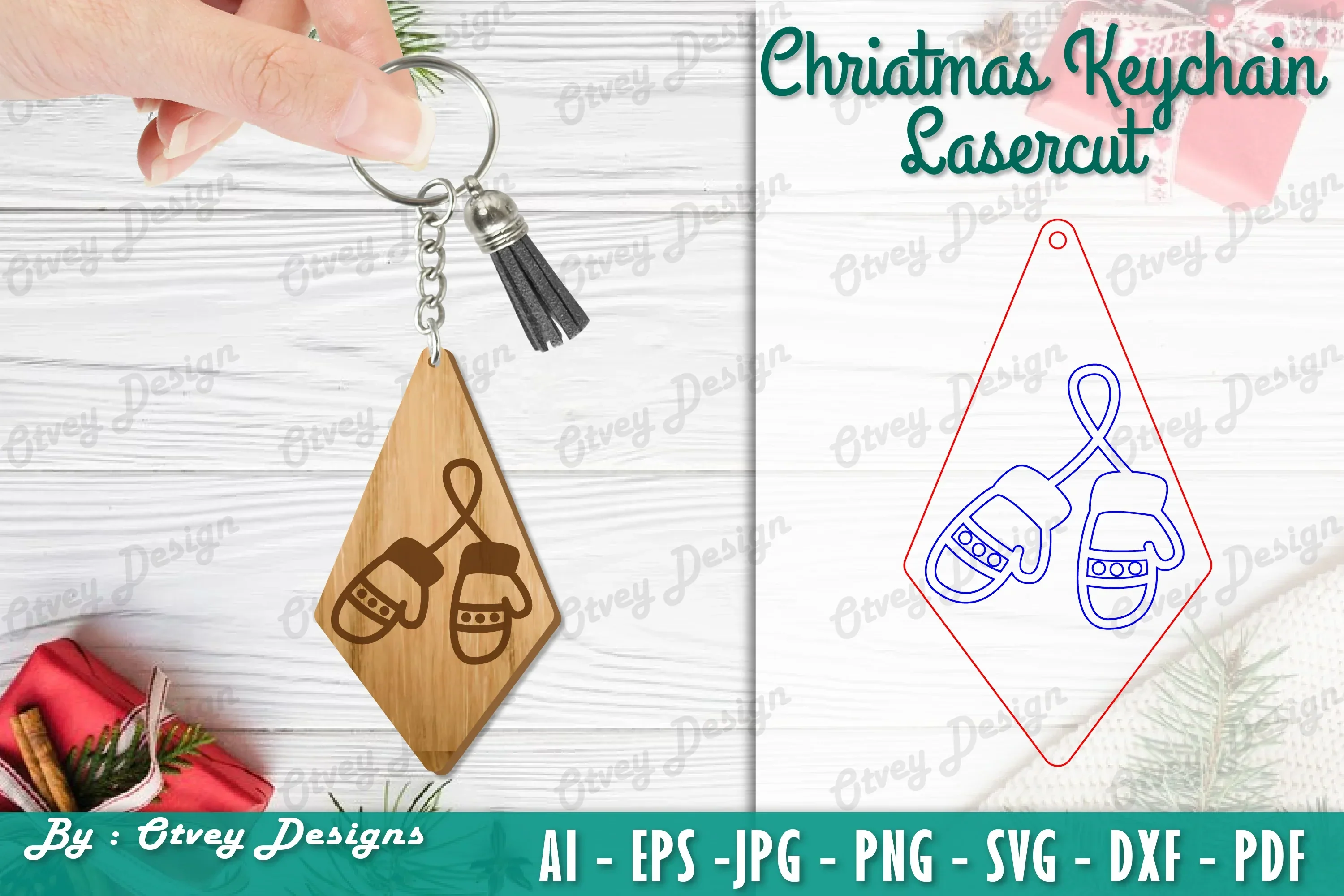 Christmas Keychain Lasercut SVG Bundle