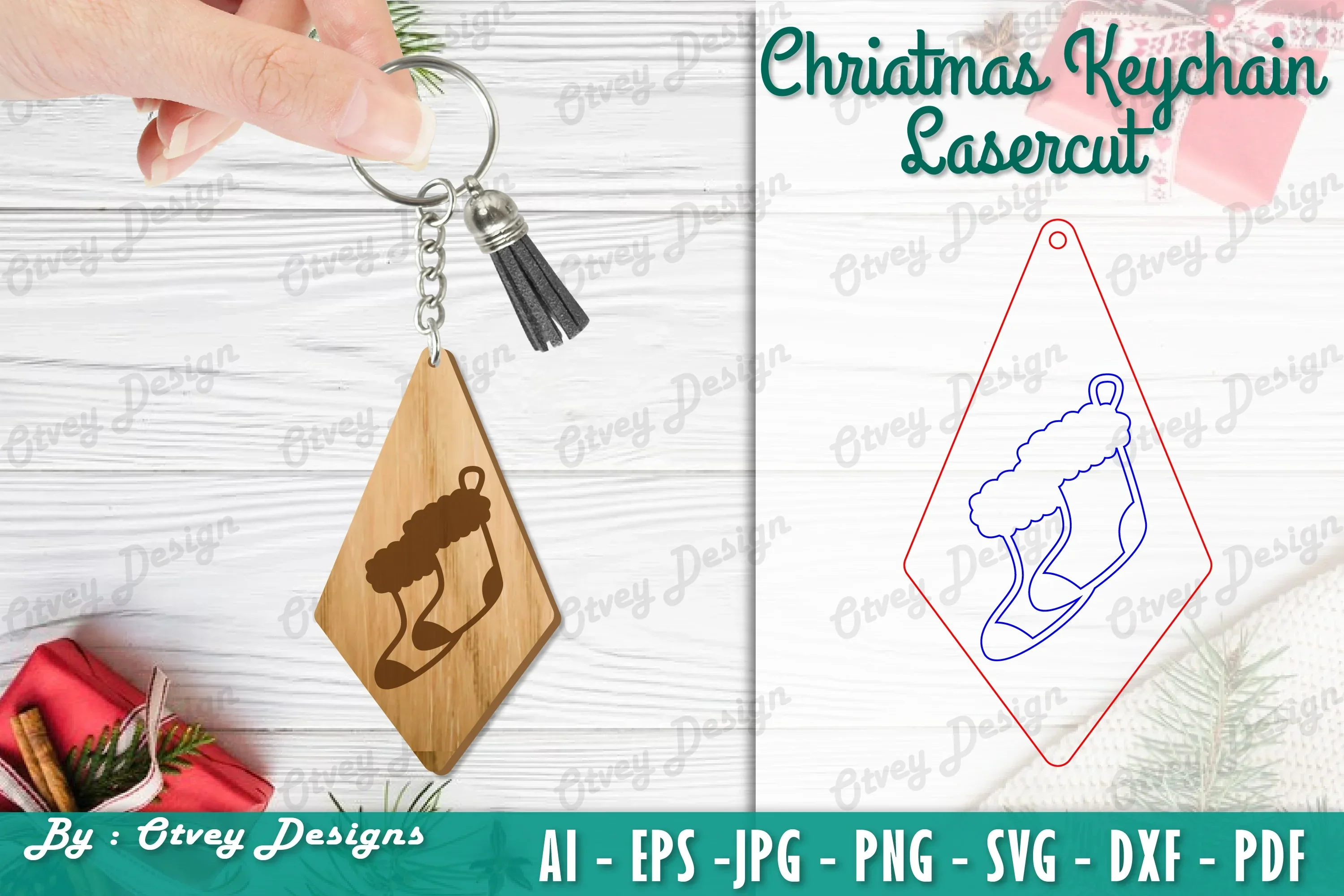 Christmas Keychain Lasercut SVG Bundle
