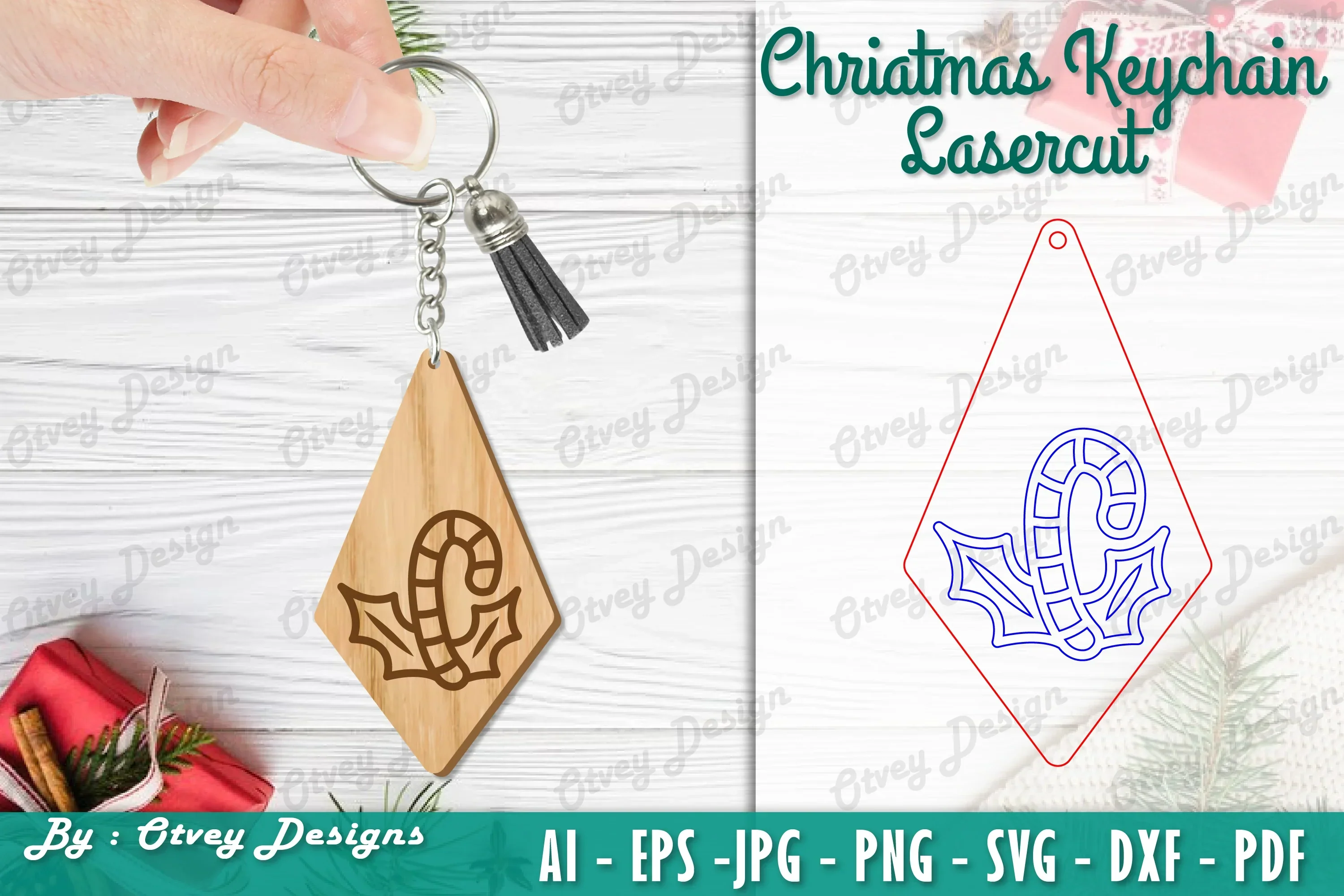 Christmas Keychain Lasercut SVG Bundle