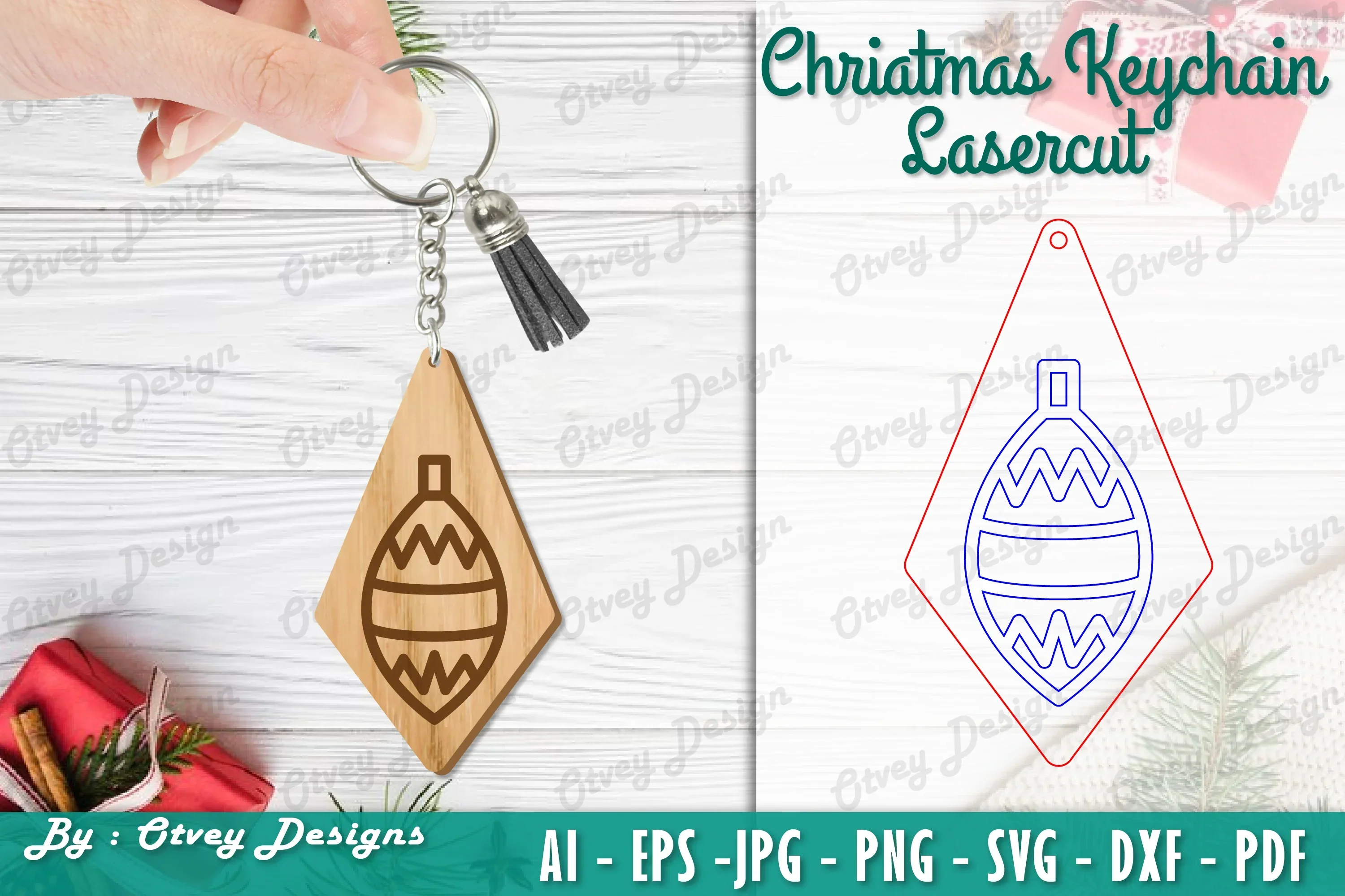 Christmas Keychain Lasercut SVG Bundle