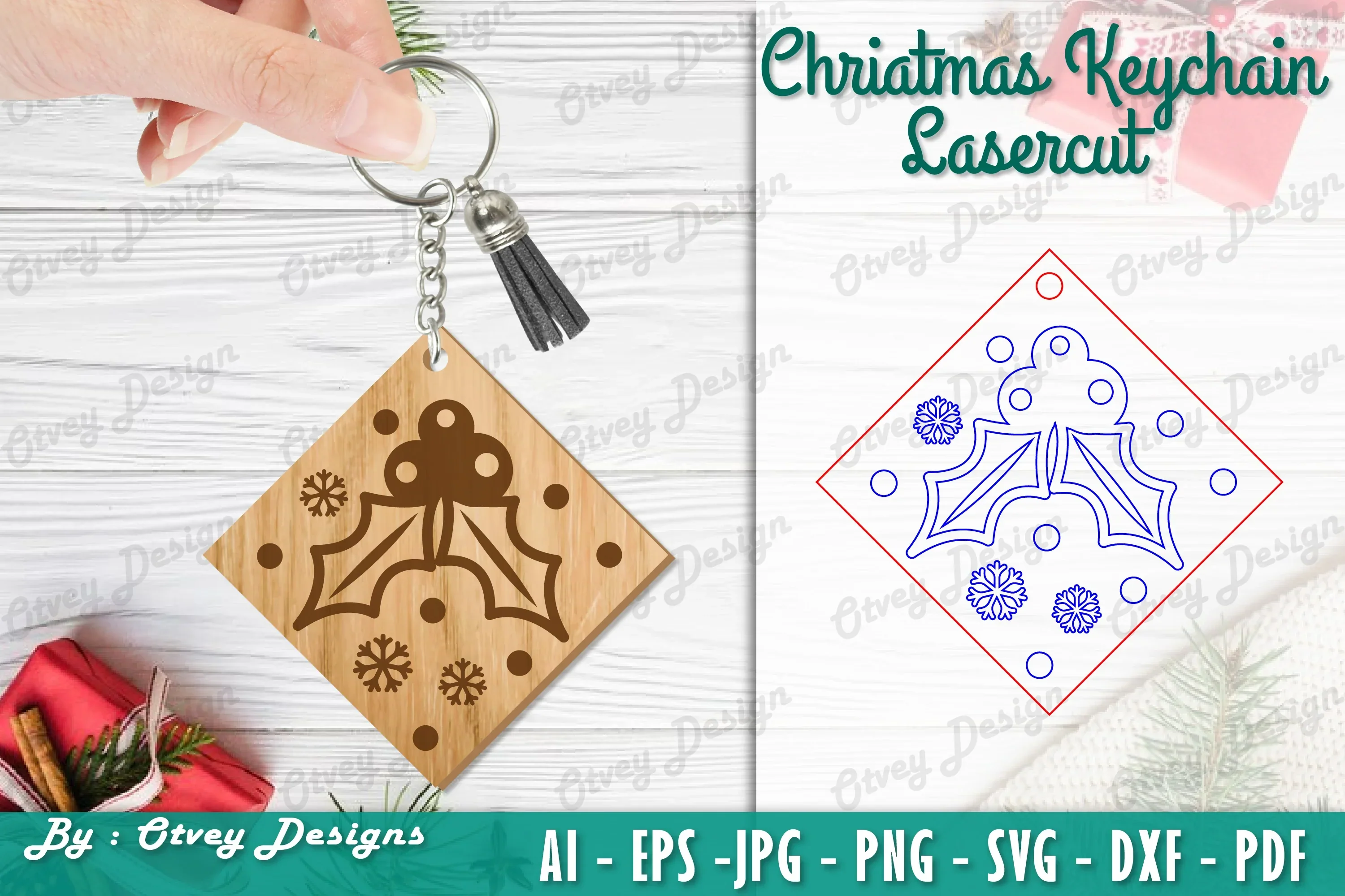 Christmas Keychain Lasercut SVG Bundle