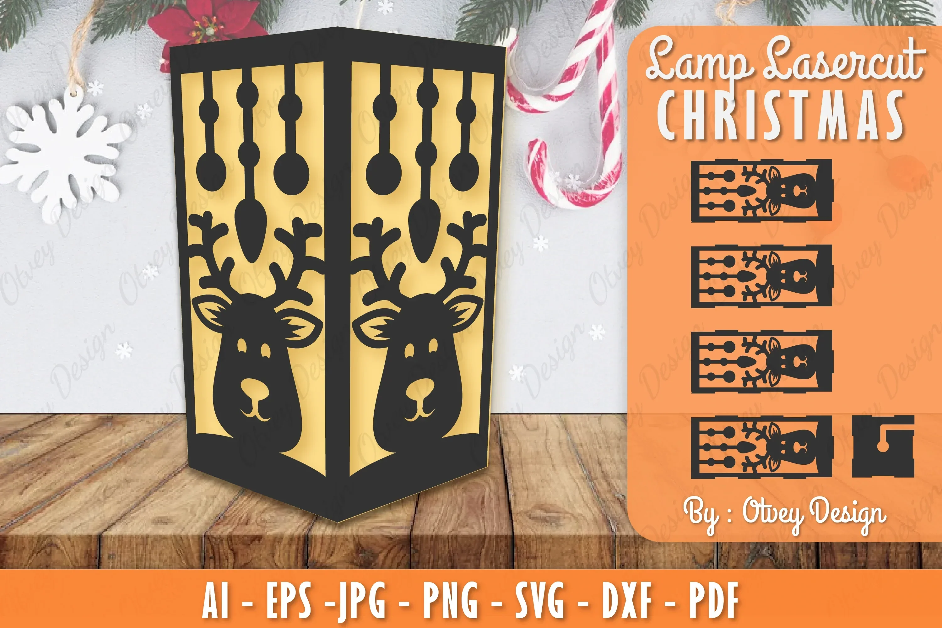 Christmas Lamp Lasercut SVG Bundle