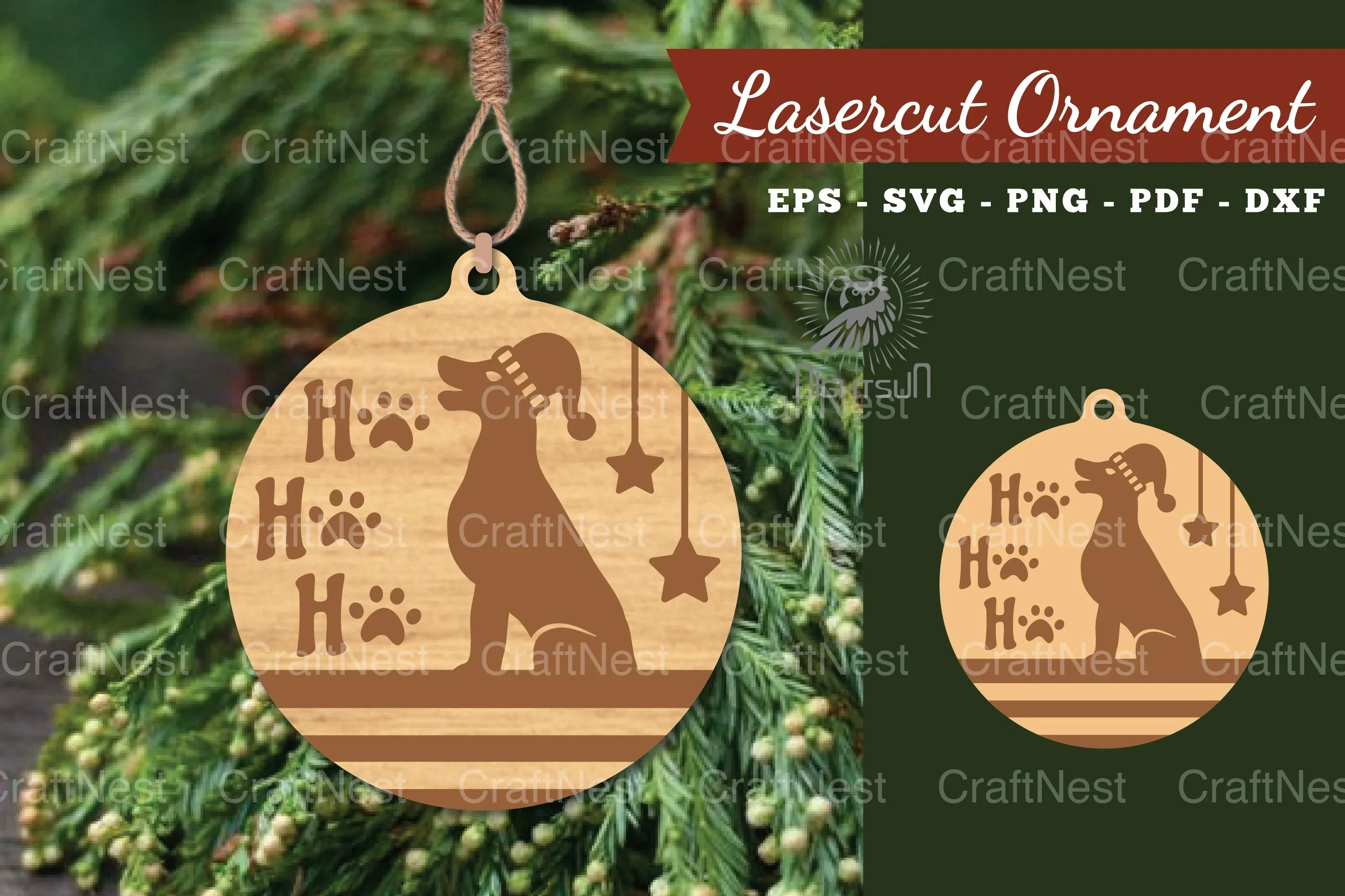 Christmas Laser Cut Ornament Clipart Bundle