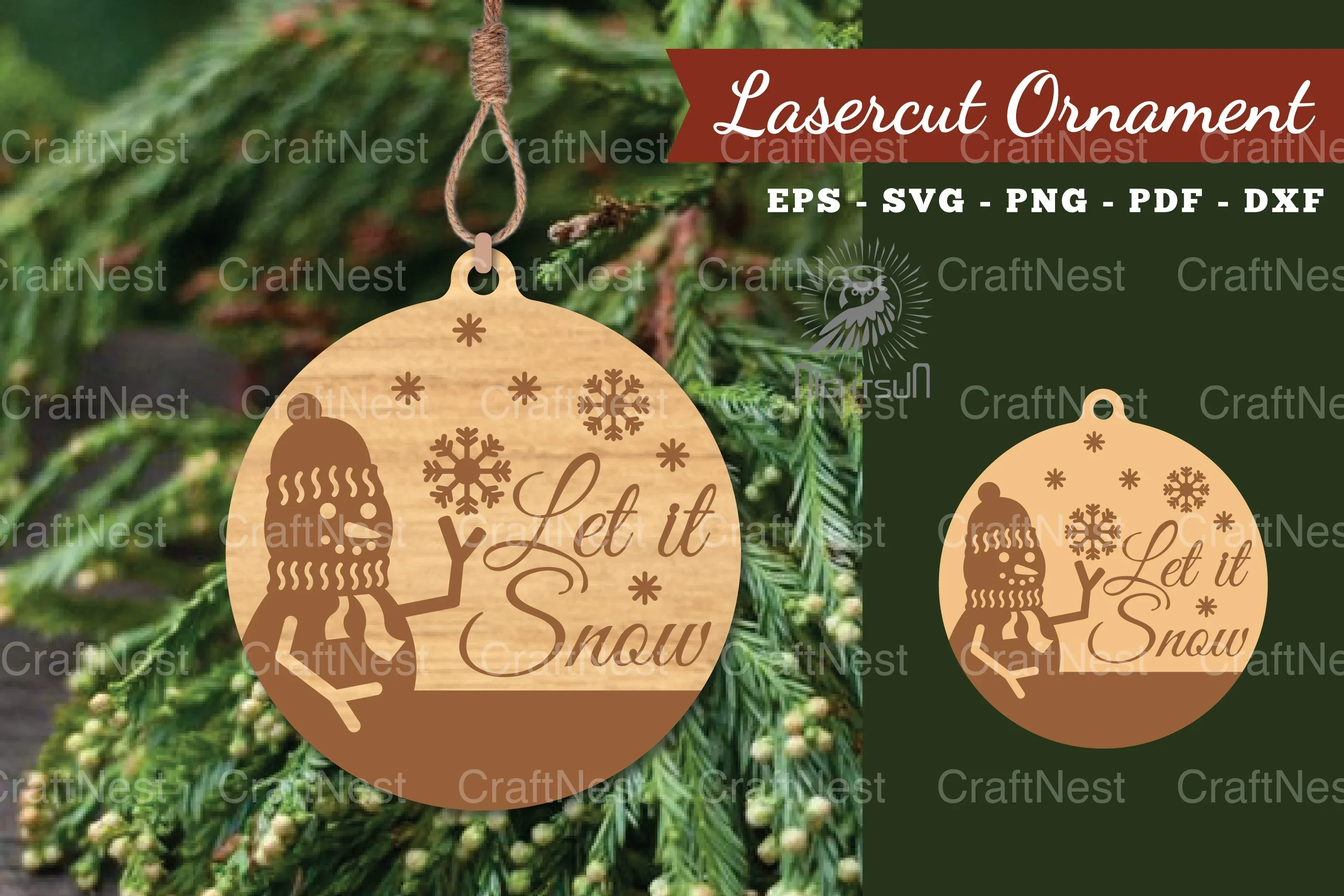 Christmas Laser Cut Ornament Clipart Bundle