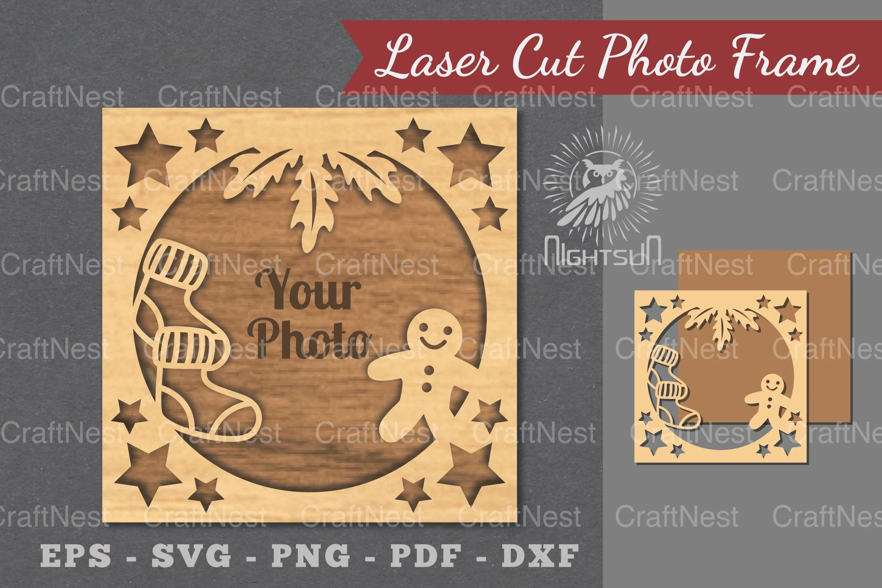 Christmas Laser Cut Photo Frame Clipart Bundle