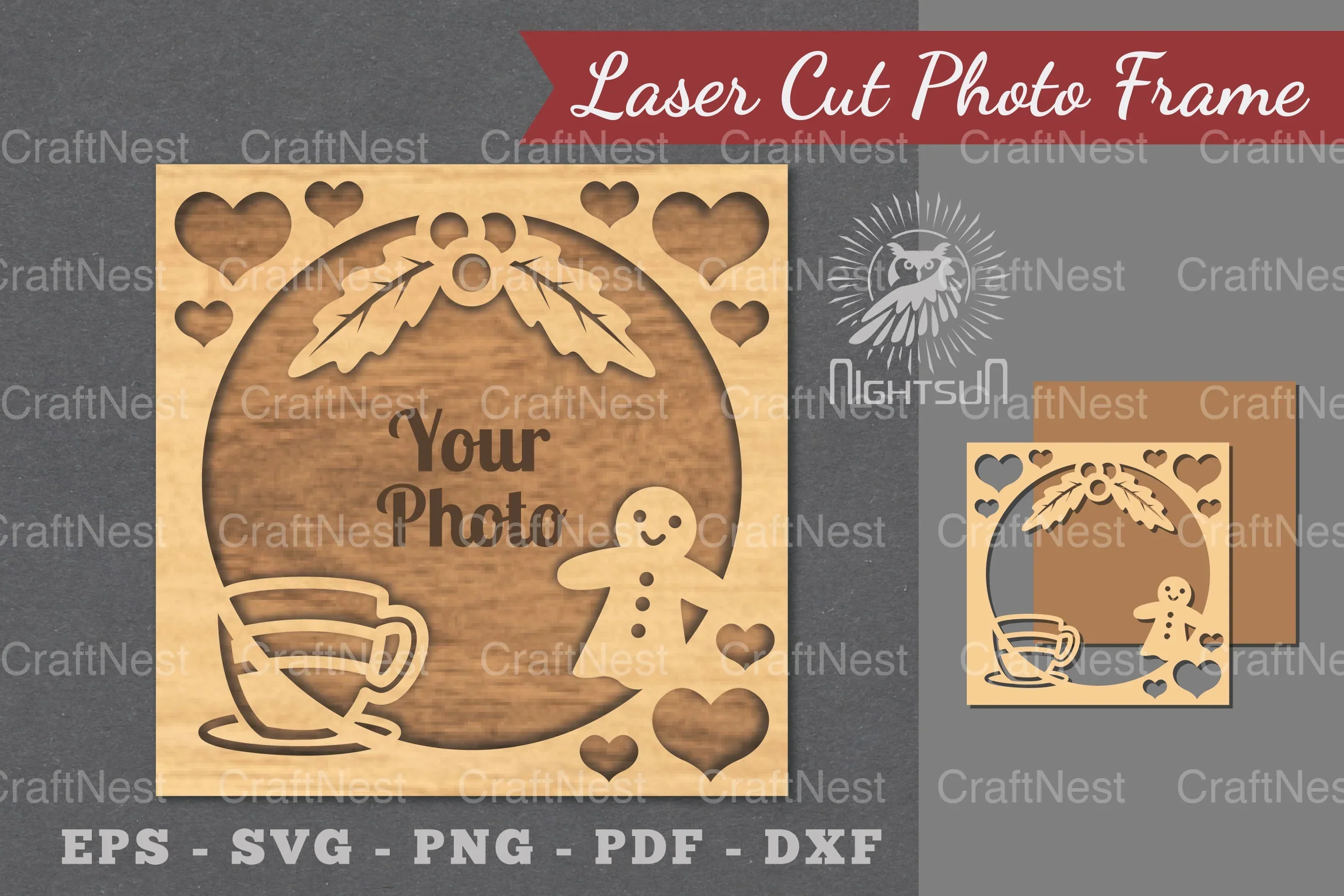 Christmas Laser Cut Photo Frame Clipart Bundle
