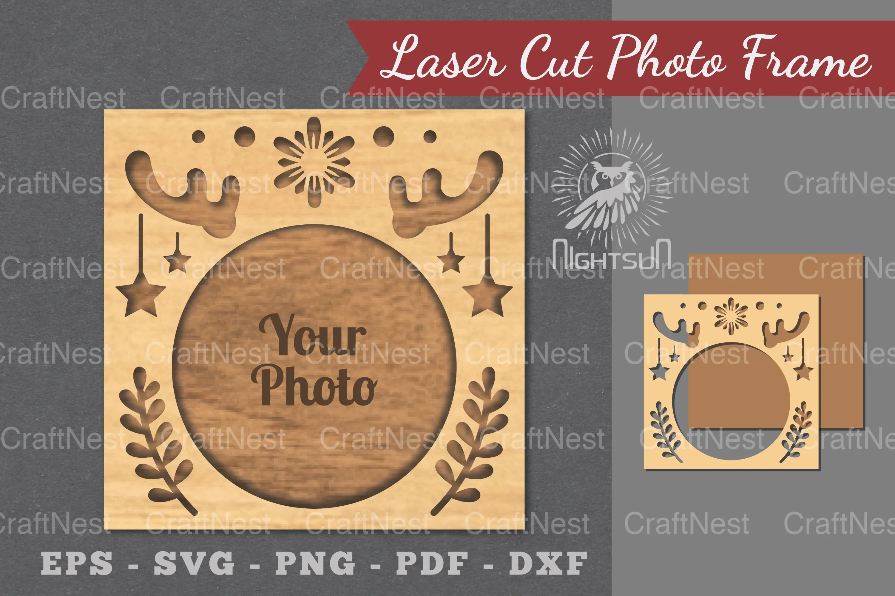 Christmas Laser Cut Photo Frame Clipart Bundle
