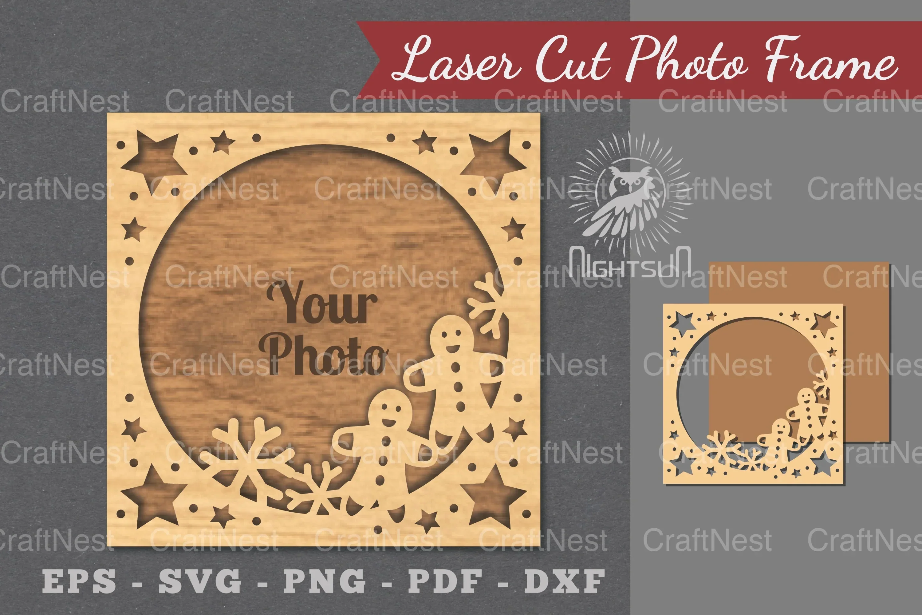 Christmas Laser Cut Photo Frame Clipart Bundle