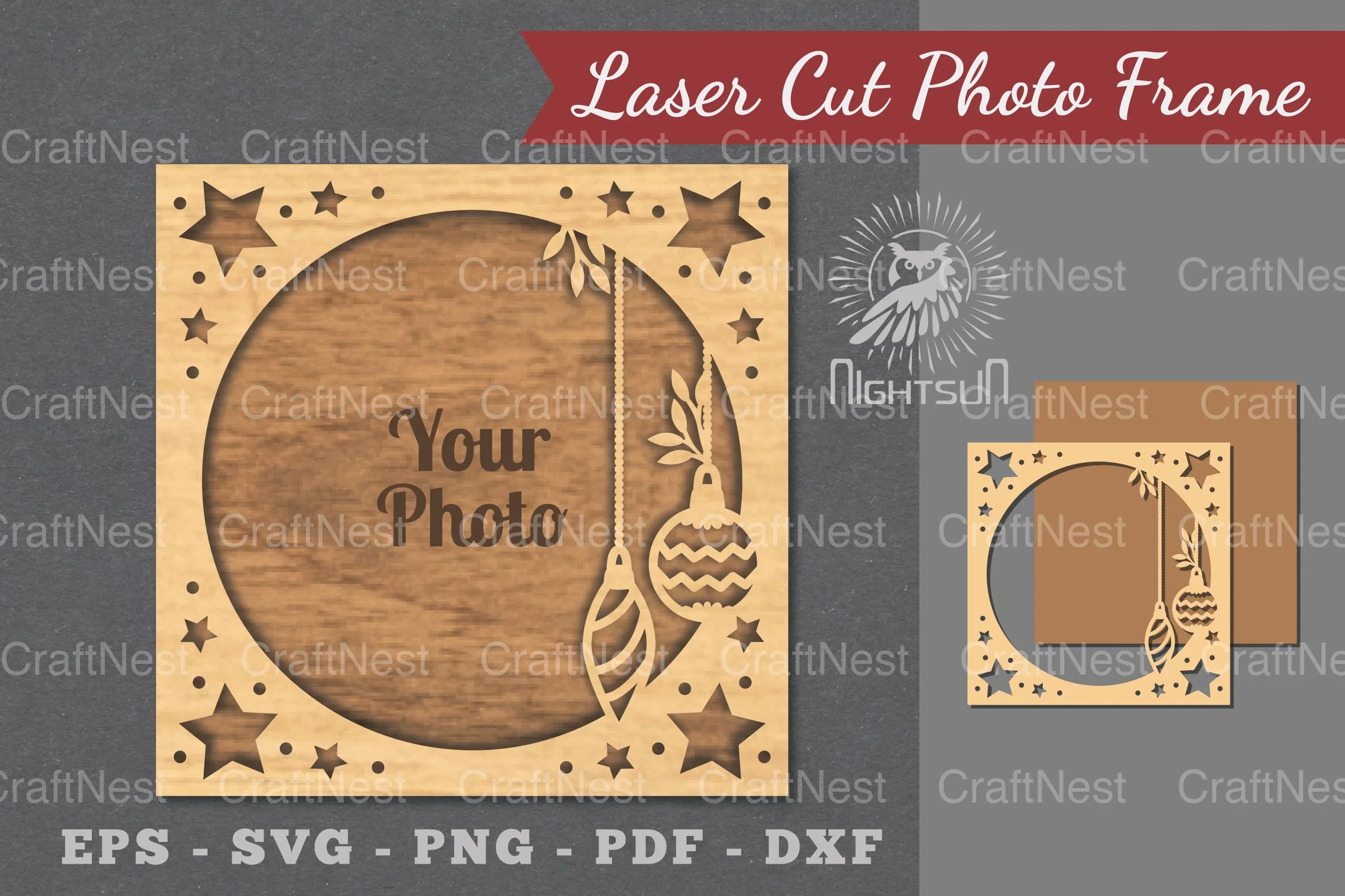 Christmas Laser Cut Photo Frame Clipart Bundle