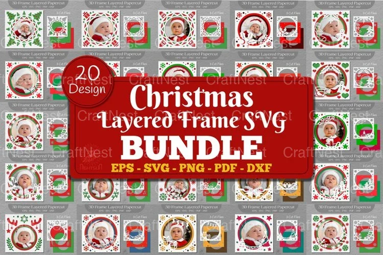 Christmas Layered Frame 3D Bundle
