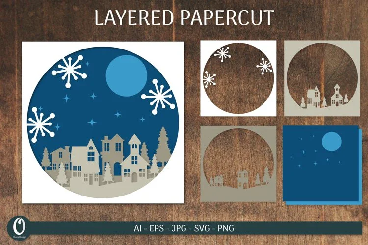 Christmas Layered Paper Cut Card SVG Bundle