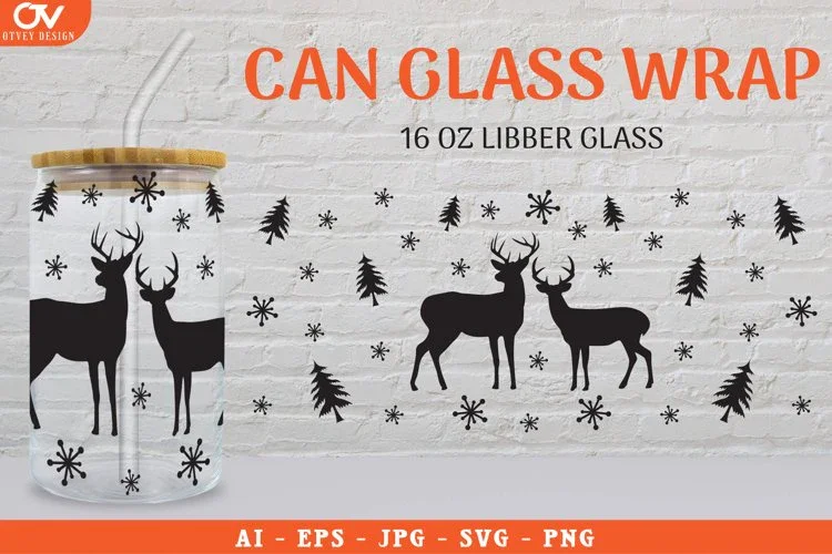 Christmas Libbey Beer Glass Can Wrap SVG Bundle