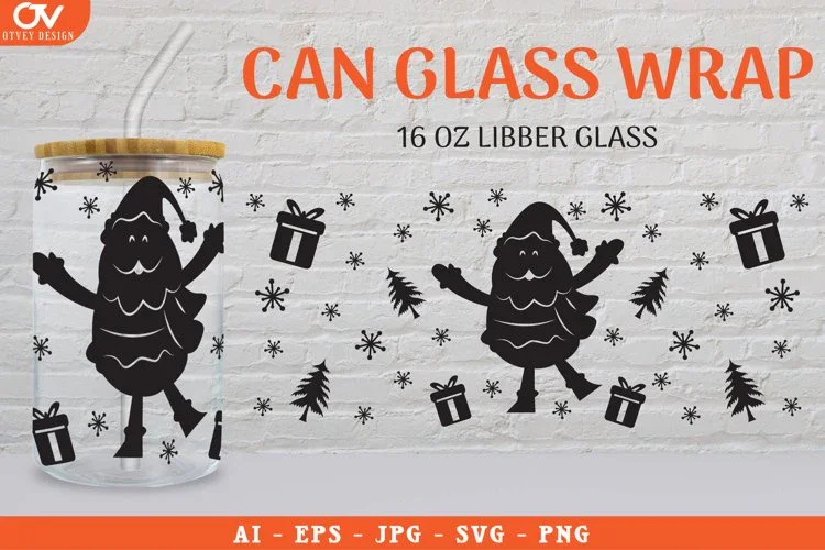 Christmas Libbey Beer Glass Can Wrap SVG Bundle