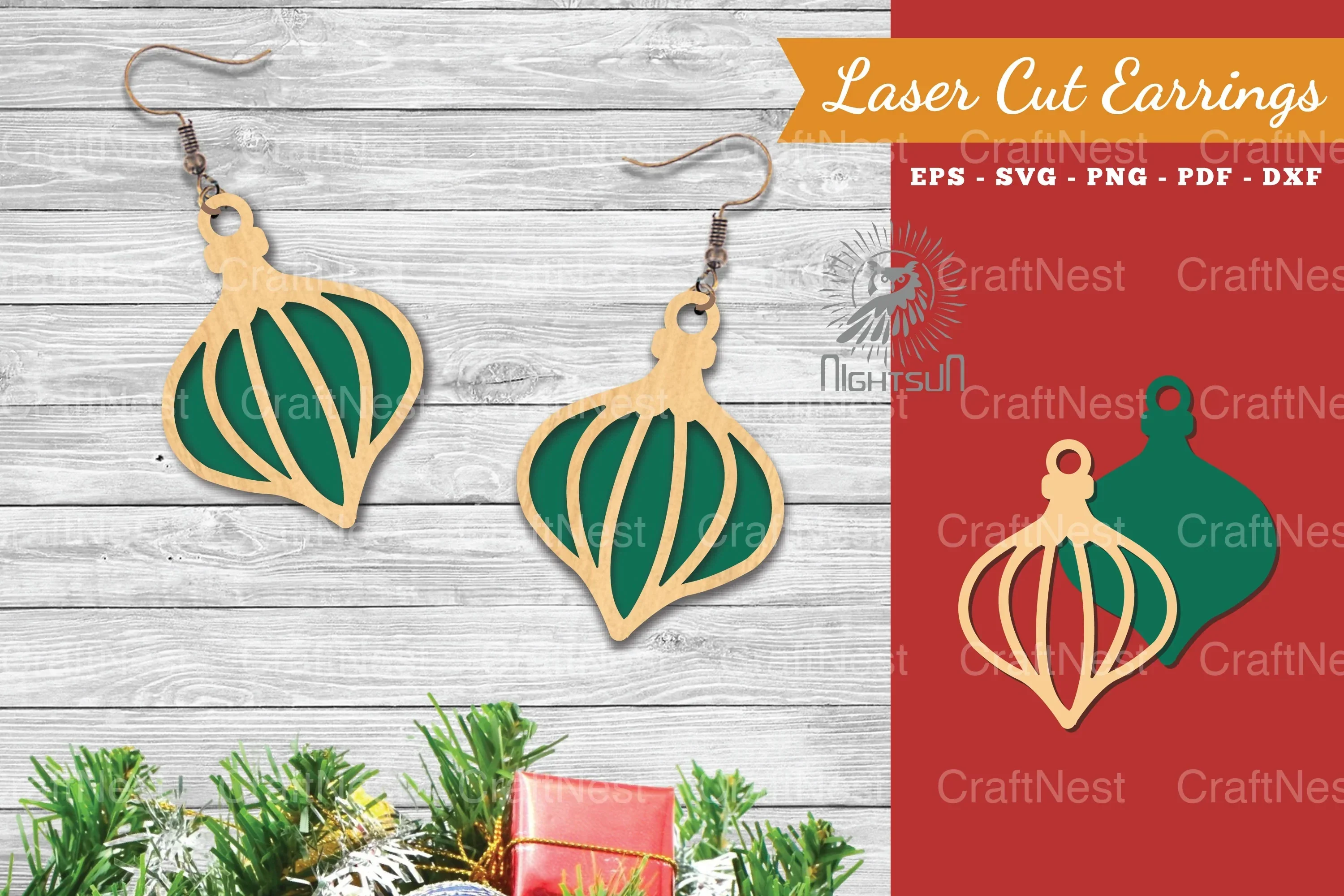 Christmas Light Laser Cut Earrings SVG Bundle