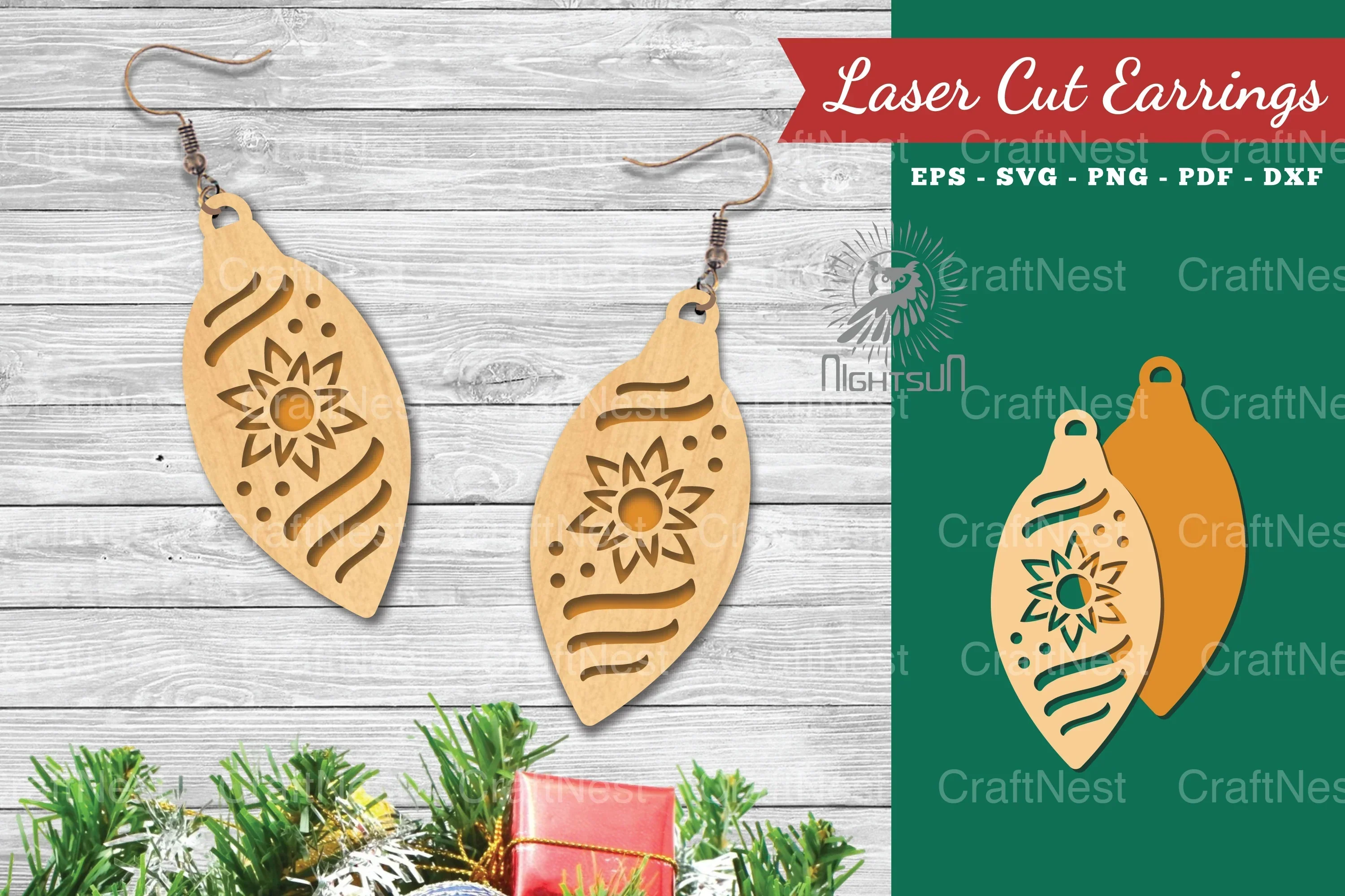 Christmas Light Laser Cut Earrings SVG Bundle