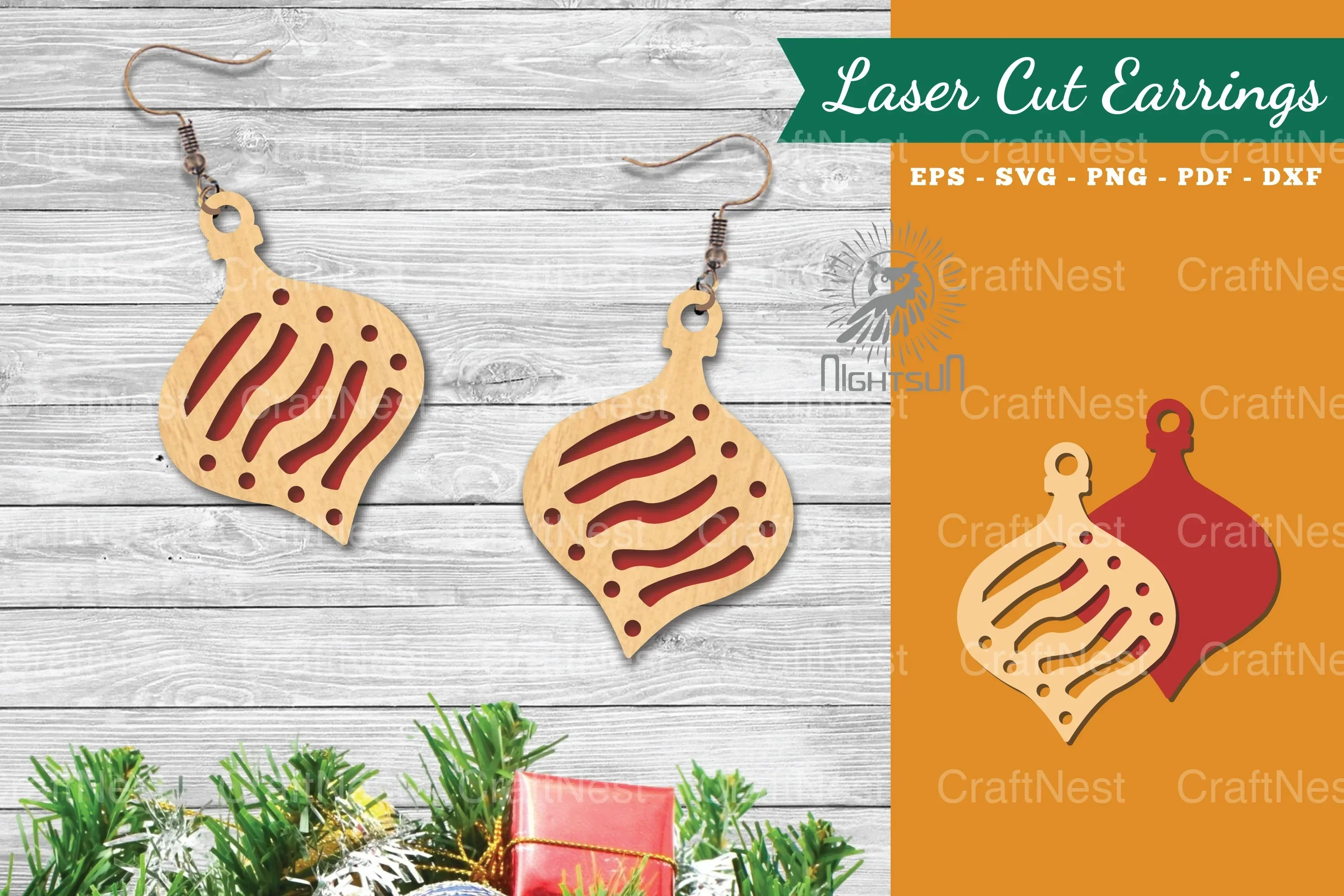 Christmas Light Laser Cut Earrings SVG Bundle