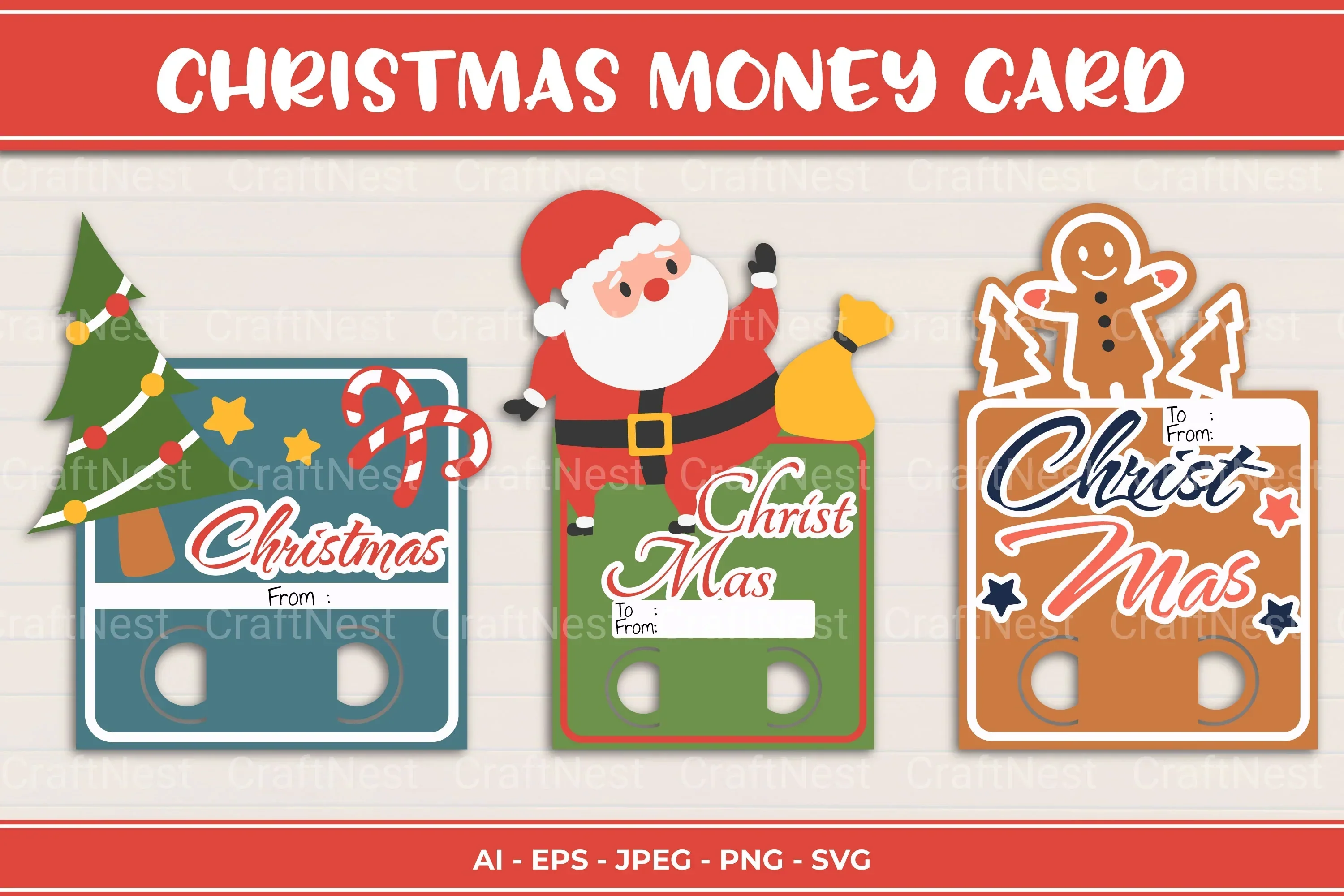 Christmas Money Card SVG Bundle