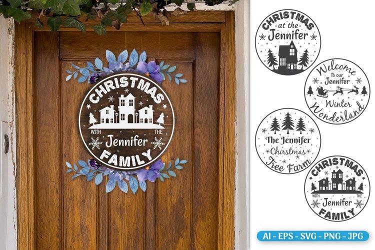 Christmas Monogram Door Sign SVG Bundle
